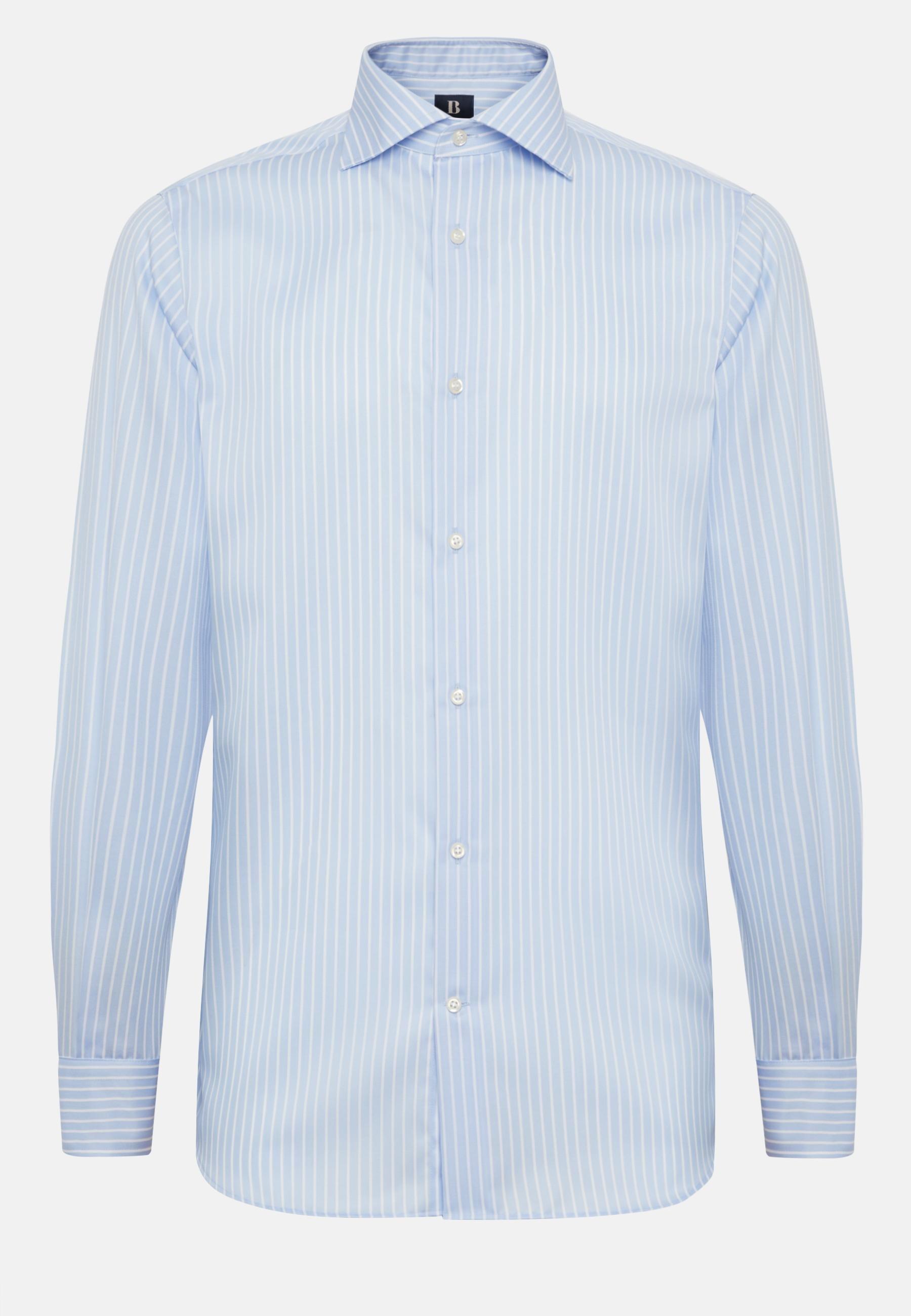 Striped Cotton Twill Shirt Blue, Light Blue, large image number 8