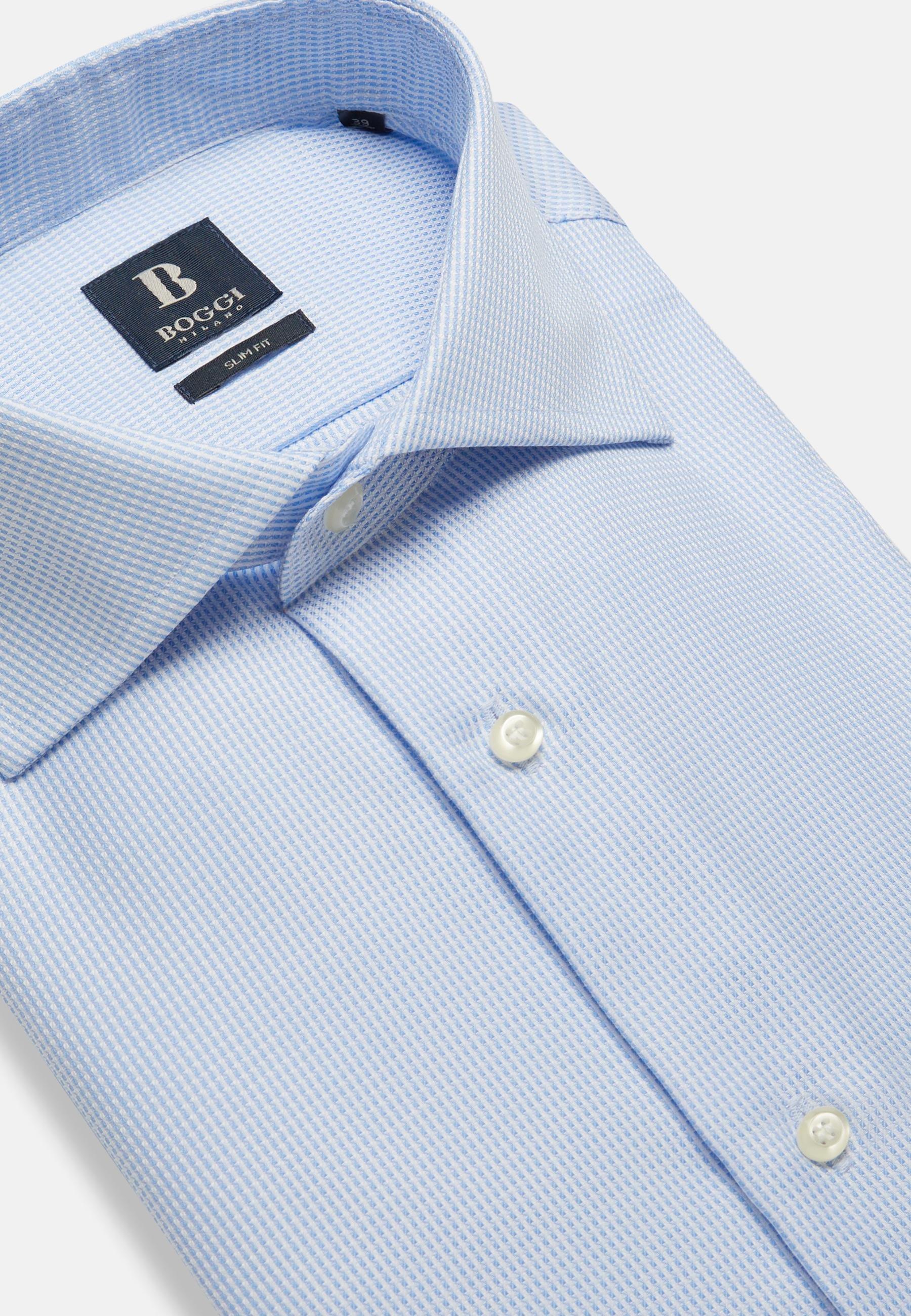 Dobby Cotton Shirt Blue, Light Blue, large image number 1