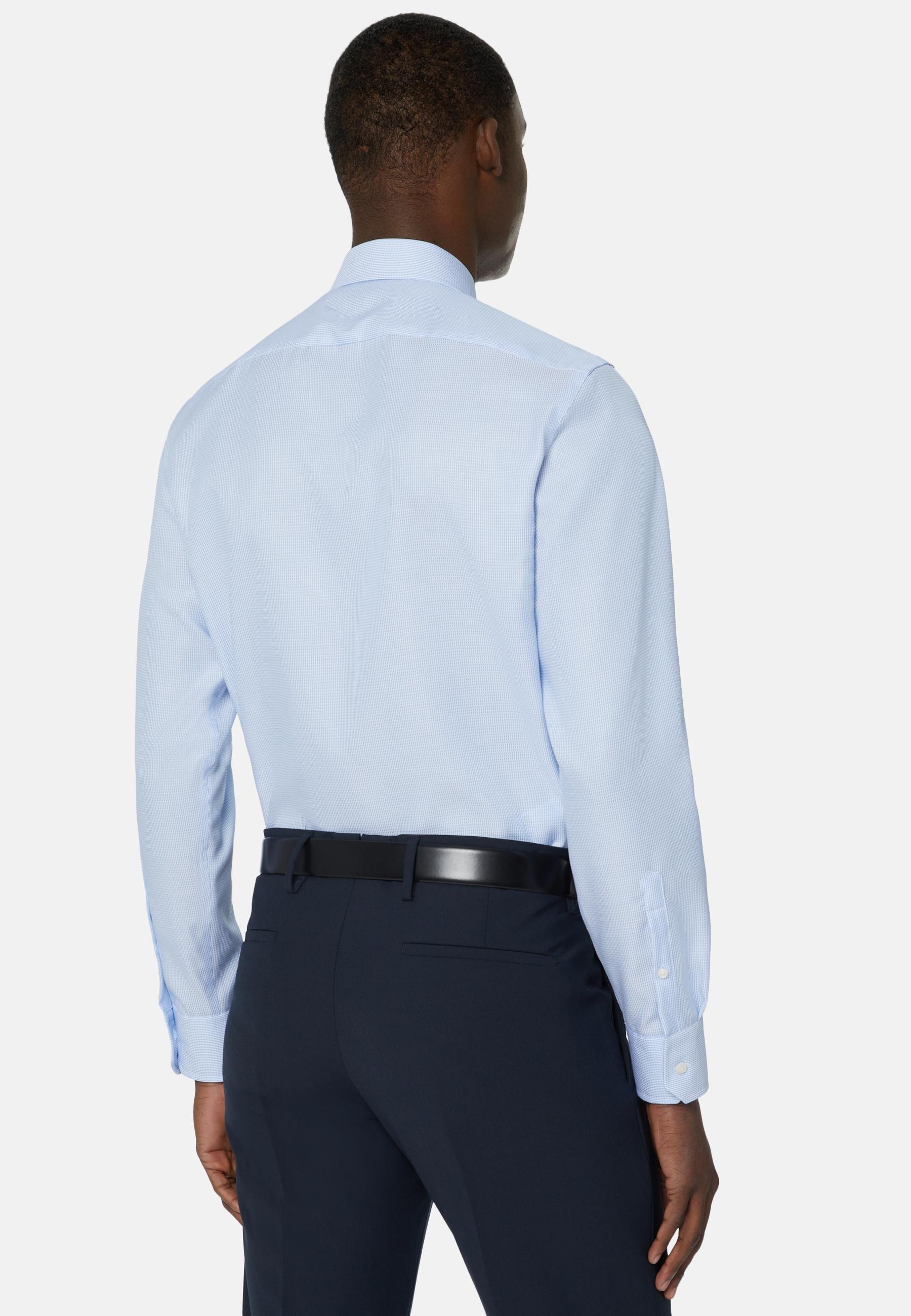 Dobby Cotton Shirt Blue, Light Blue, large image number 2