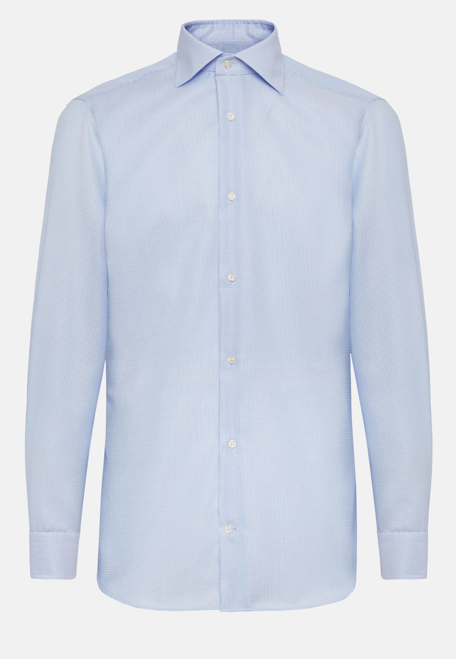 Dobby Cotton Shirt Blue, Light Blue, large image number 4