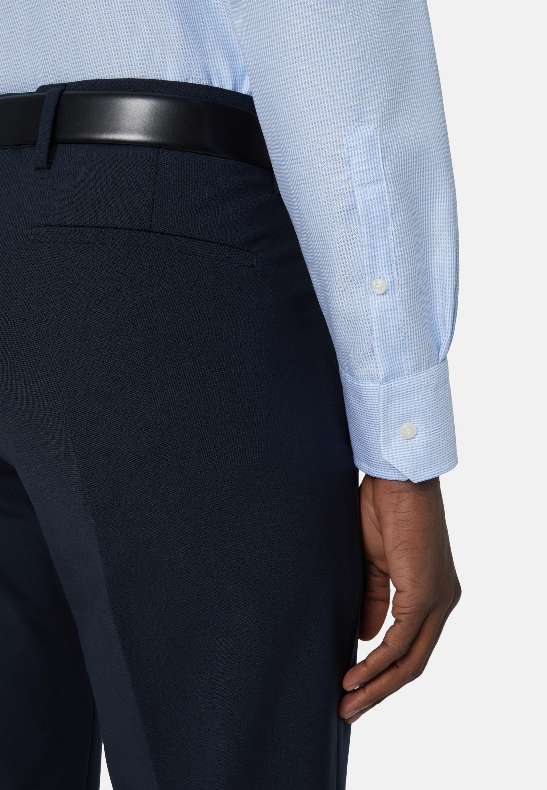 Dobby Cotton Shirt Blue, 3901_LTBL, large image number 5