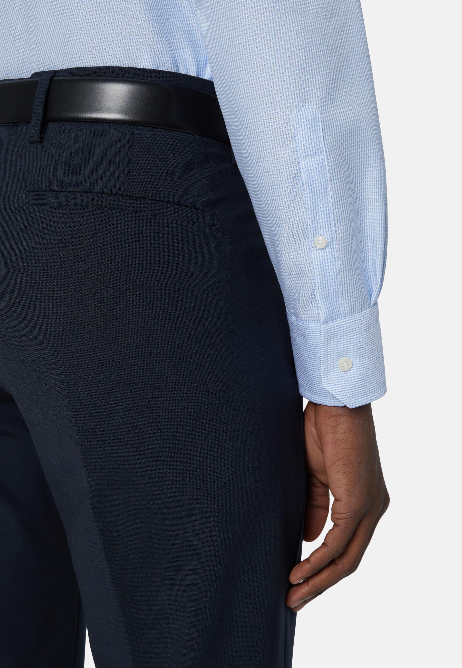 Dobby Cotton Shirt Blue, 3901_LTBL, large image number 6