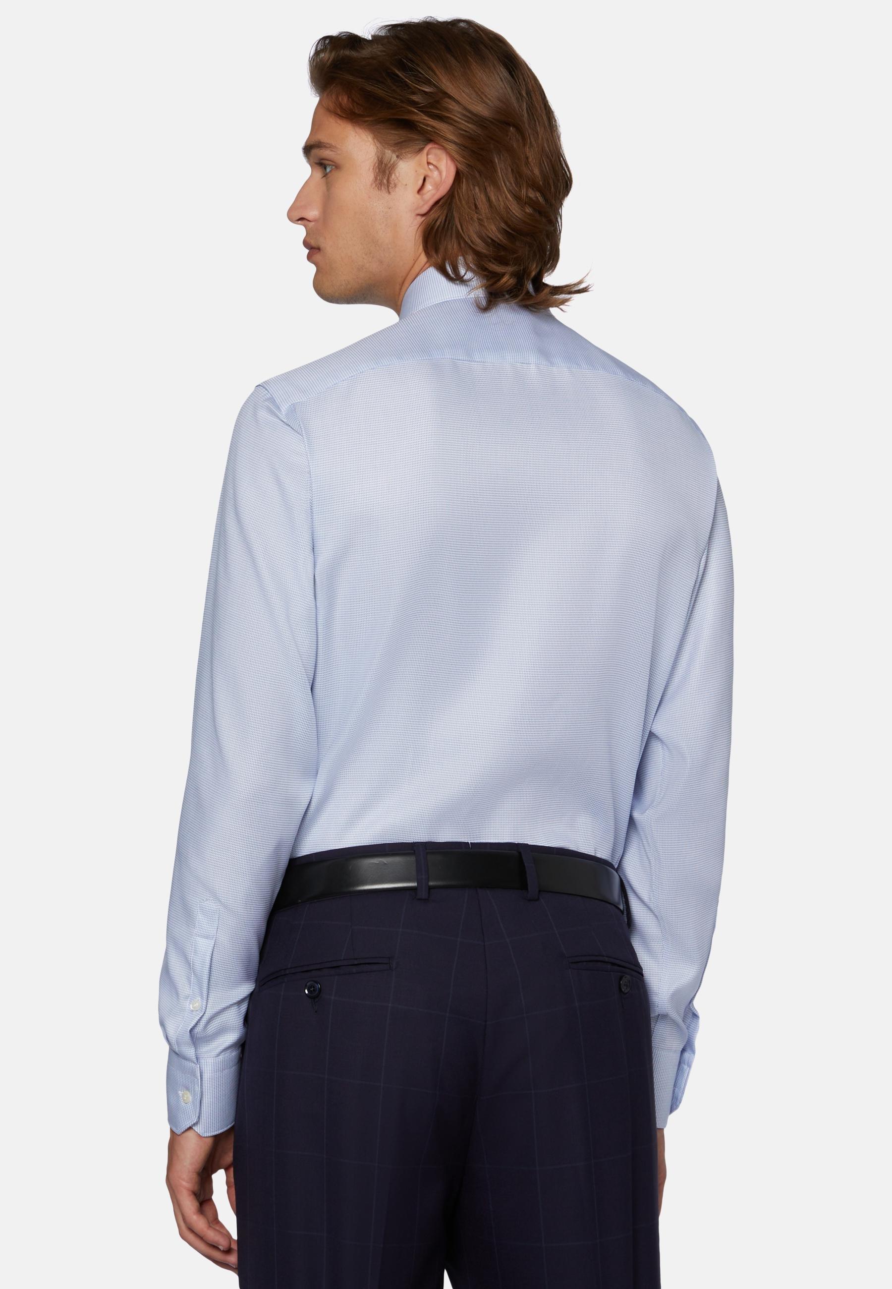 Slim Fit Royal Cotton Dobby Shirt Blue, Bluette, large image number 1