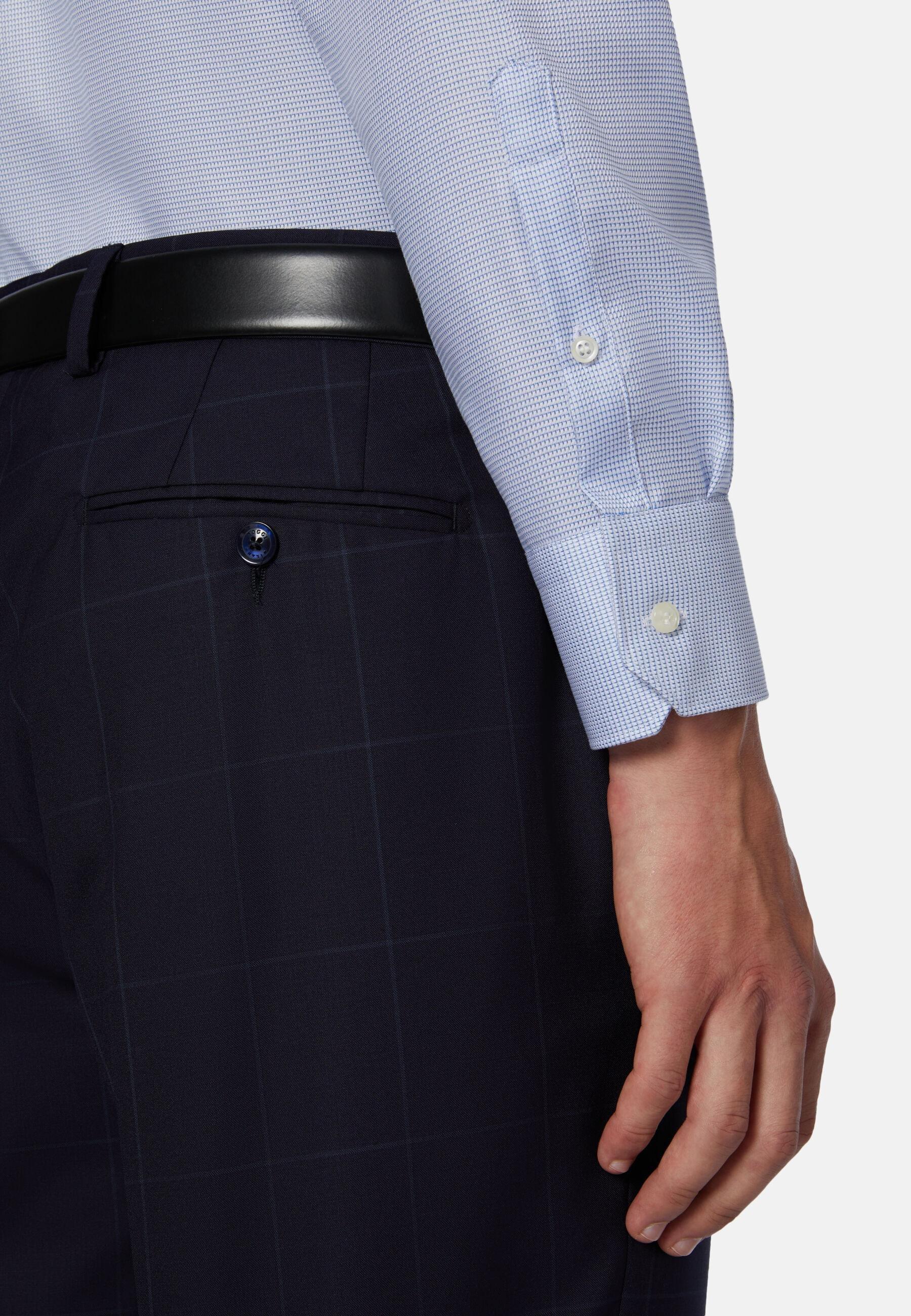 Slim Fit Royal Cotton Dobby Shirt Blue, Bluette, large image number 5