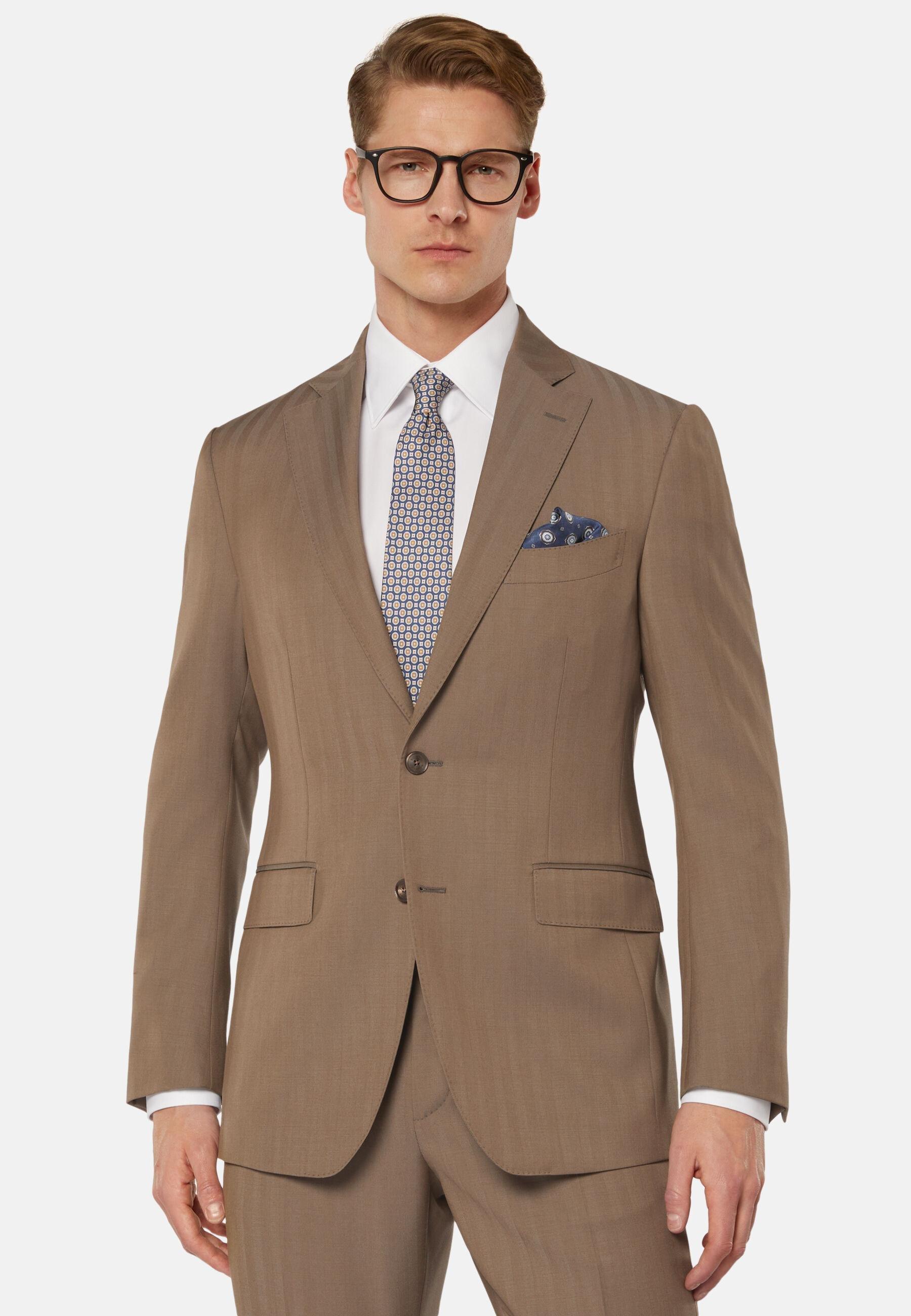 Super 130 Pure Wool Suit Beige, Taupe, medium