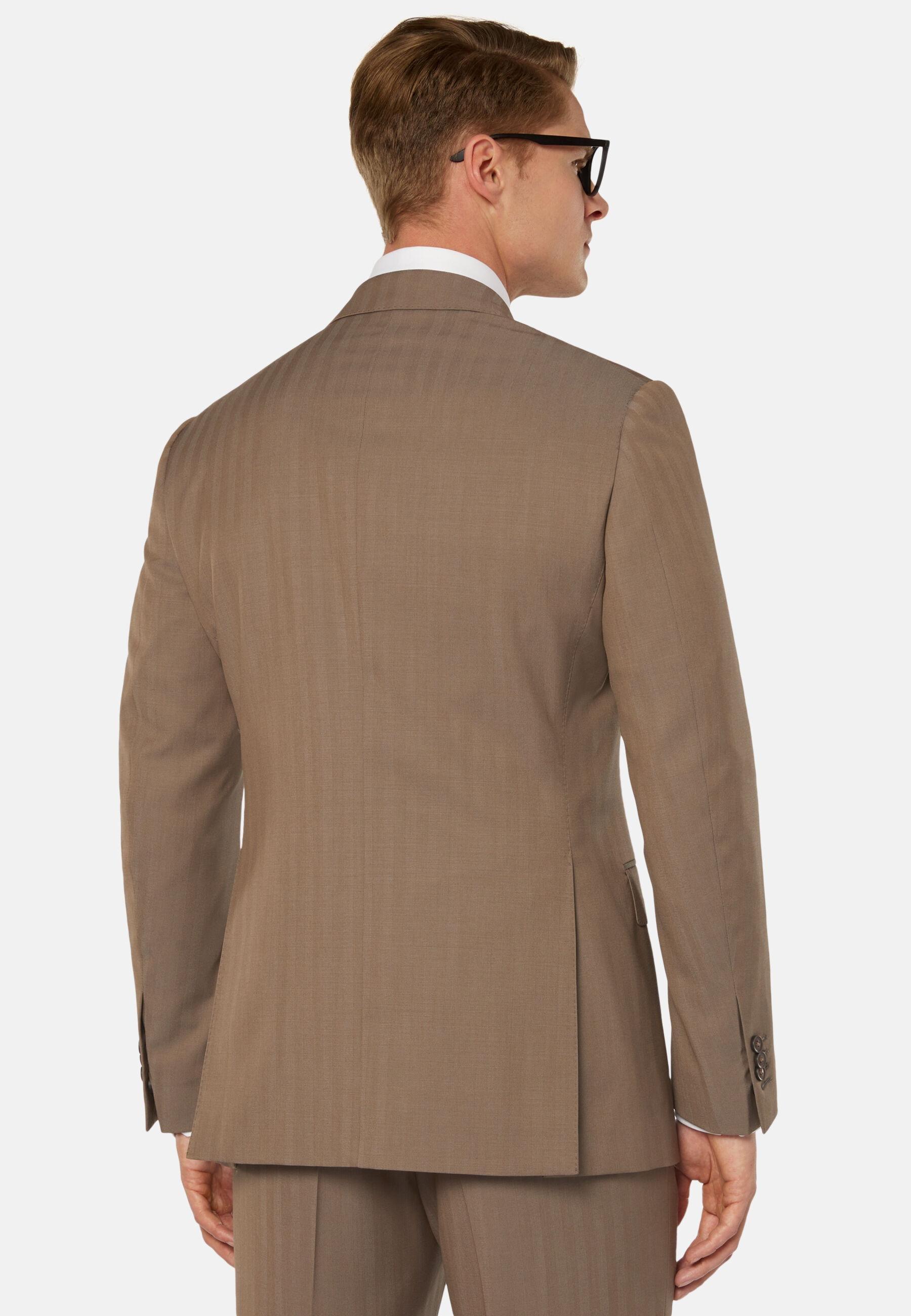 Super 130 Pure Wool Suit Beige, Taupe, medium