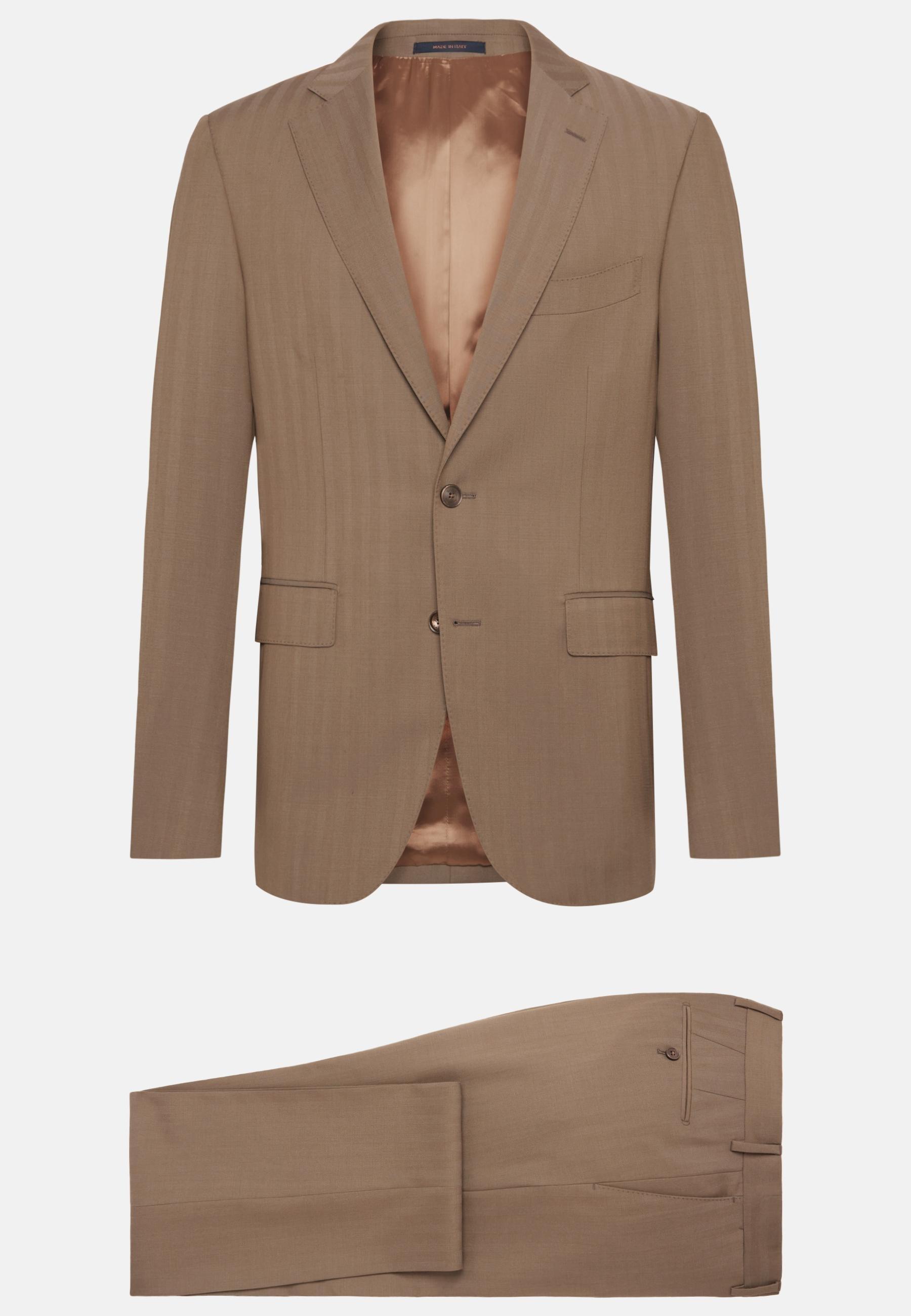 Super 130 Pure Wool Suit Beige, , large image number 4