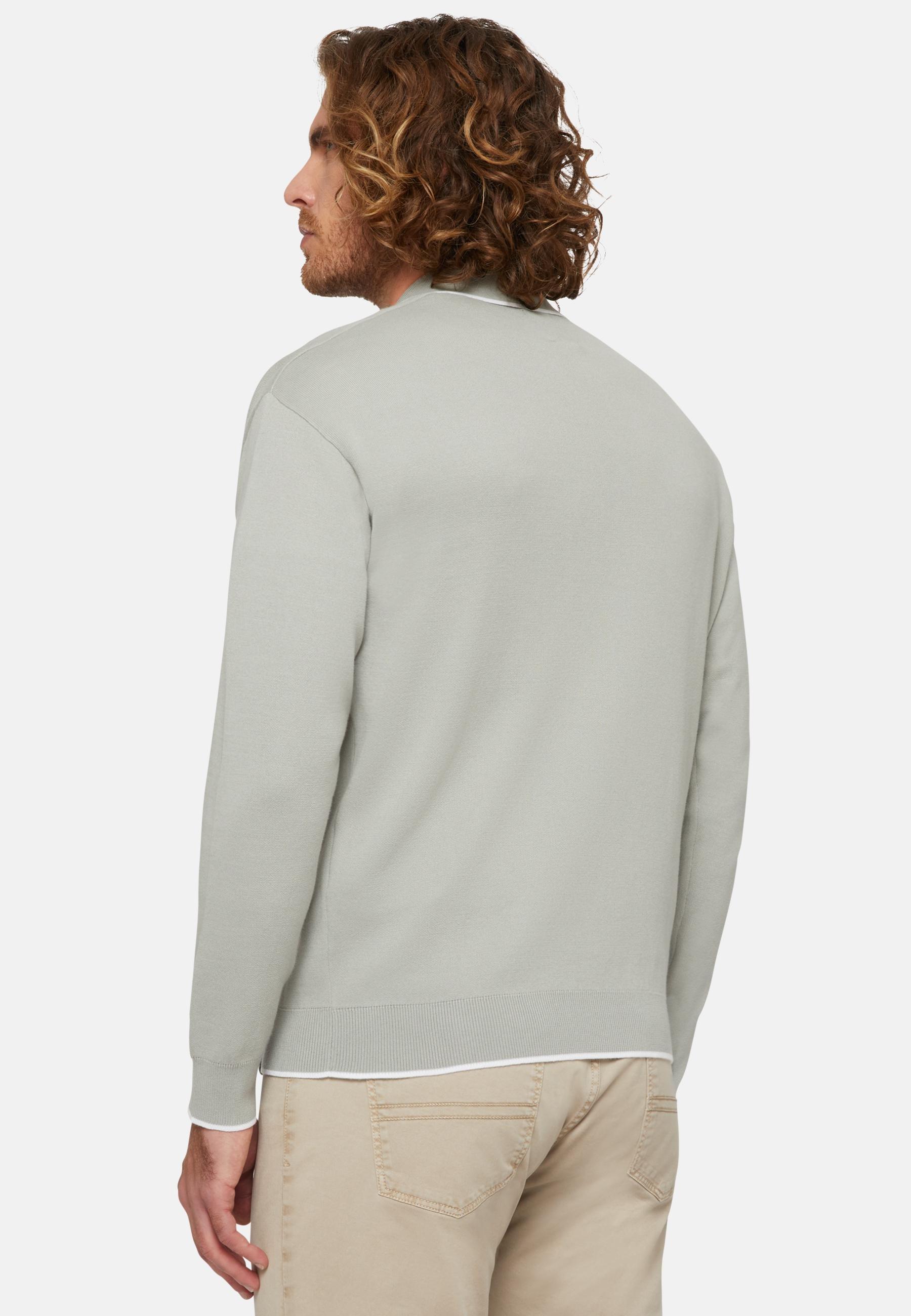 Cotton Open Neck Polo Jumper Green, , large image number 2