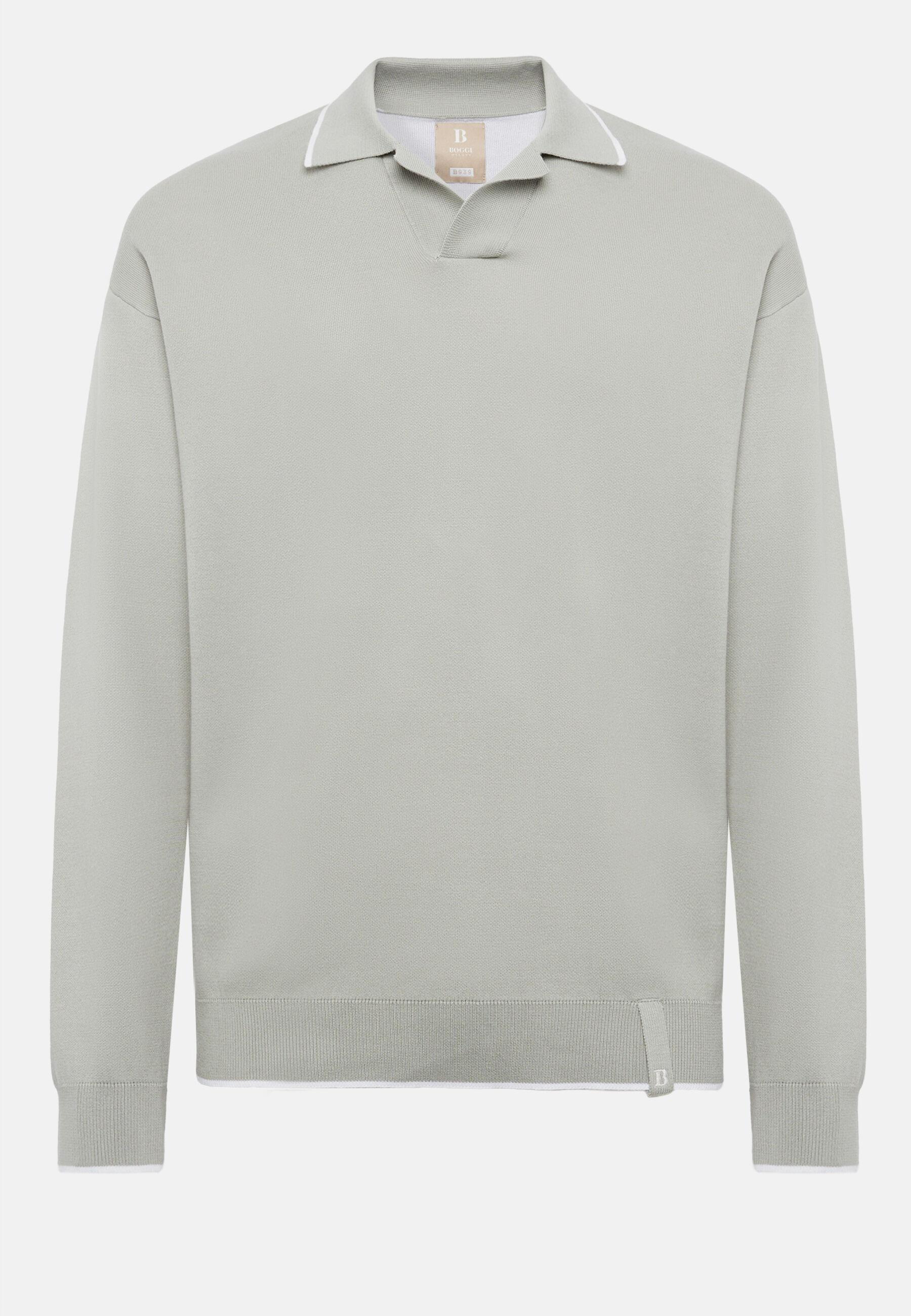 Neck Polo Jumper in Cotton Open, Green, Green, large image number 8