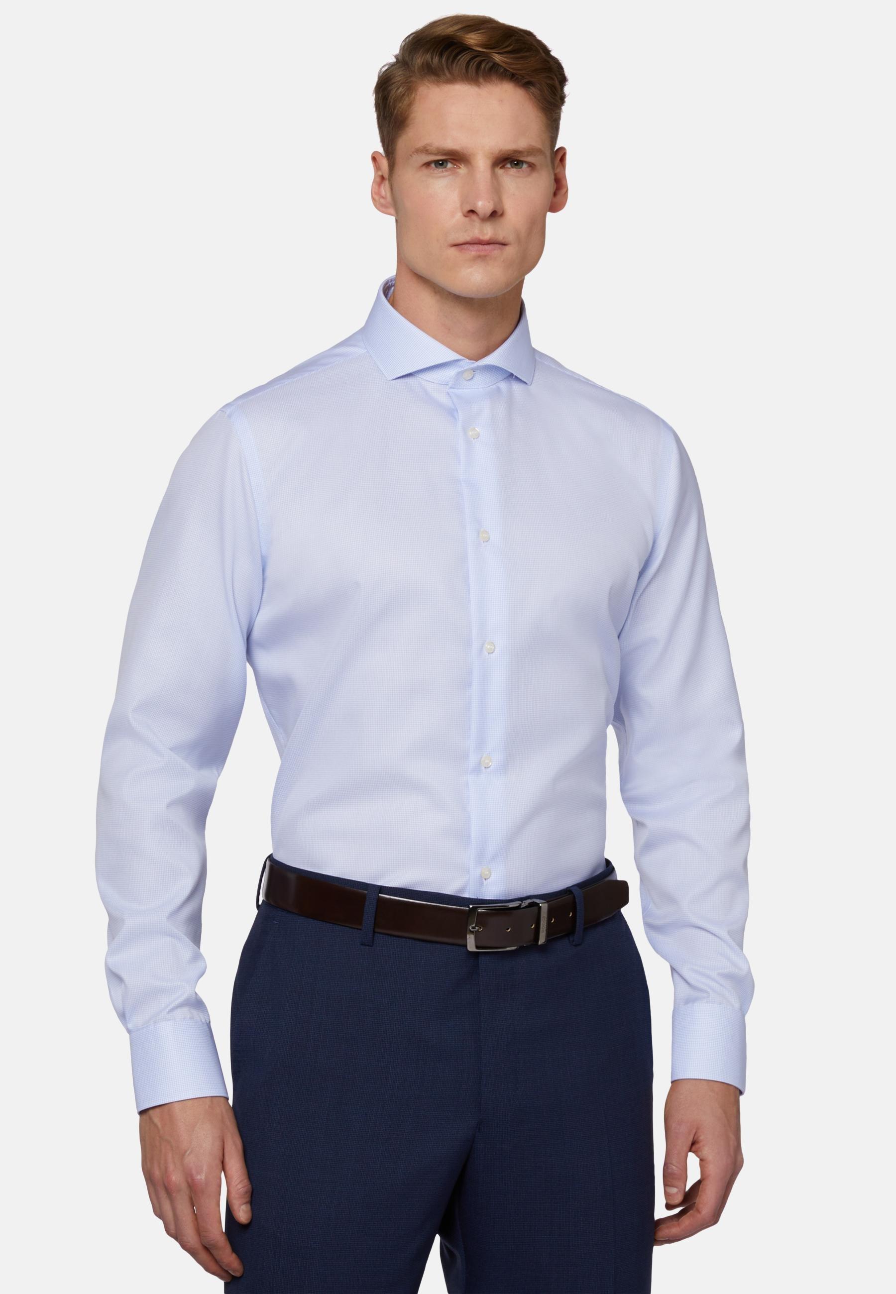 Regular Fit Checked Cotton Shirt Blue, Light Blue, medium
