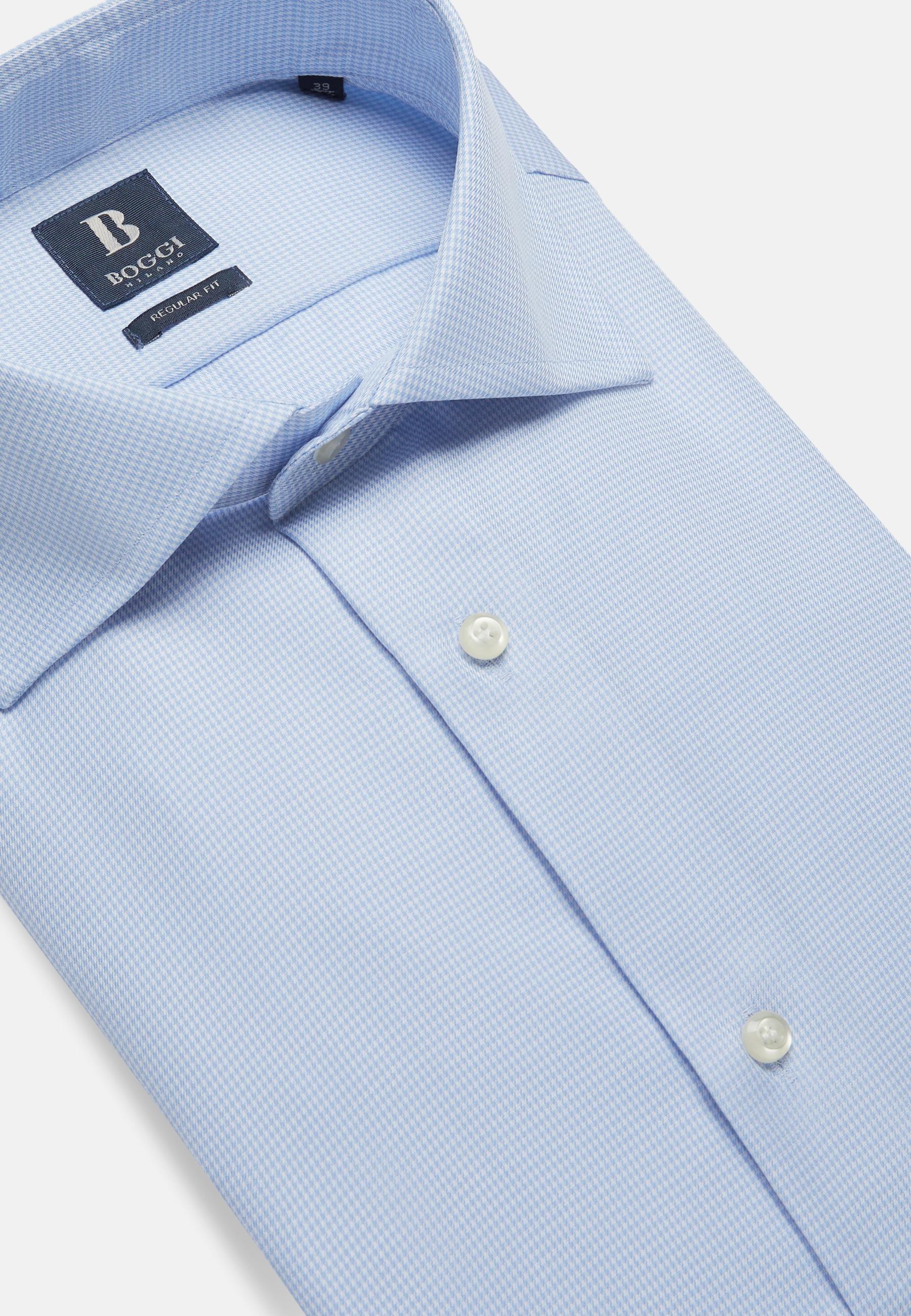 Houndstooth Cotton Shirt Blue, Light Blue, large image number 6