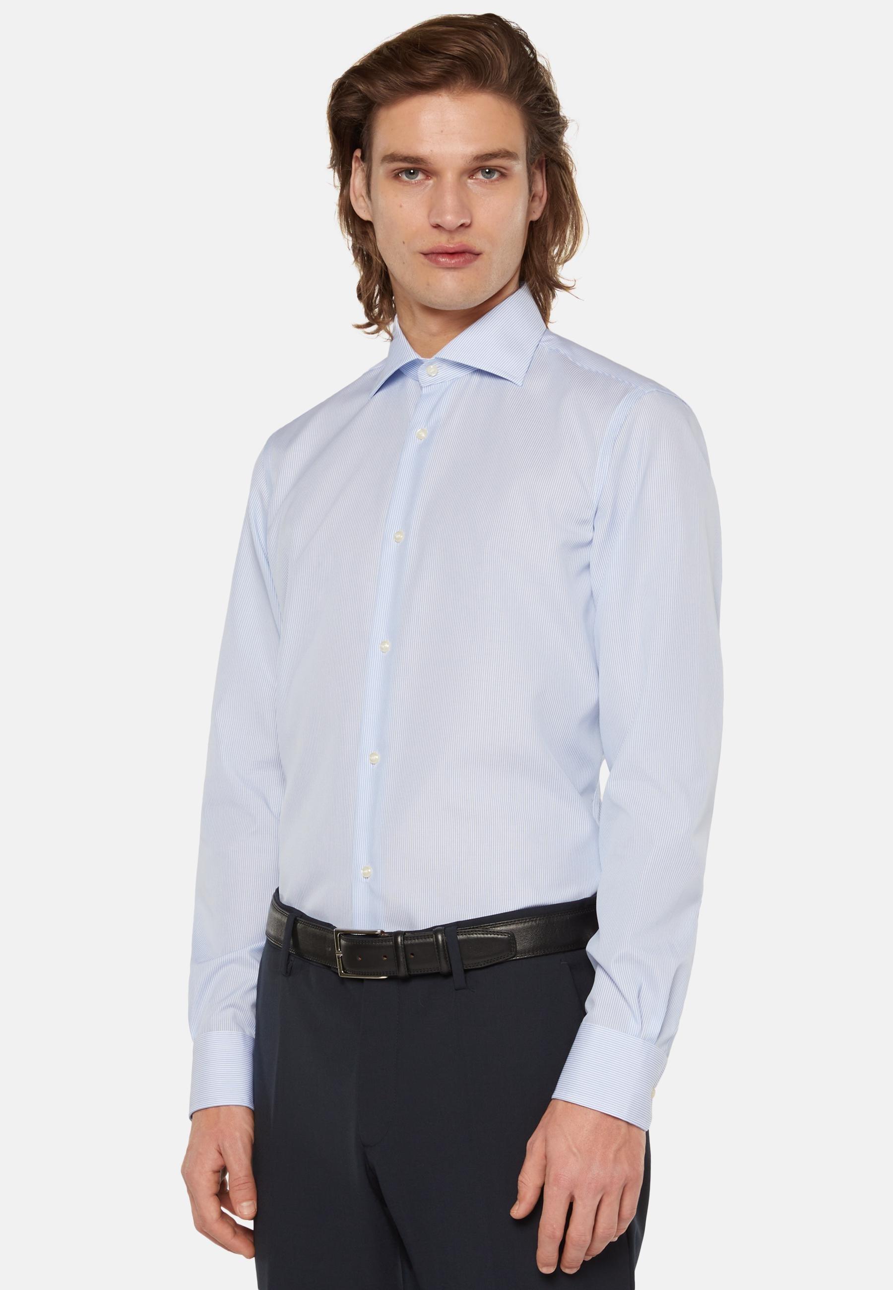 Slim Fit Cotton Shirt Blue, Light Blue, large image number 0