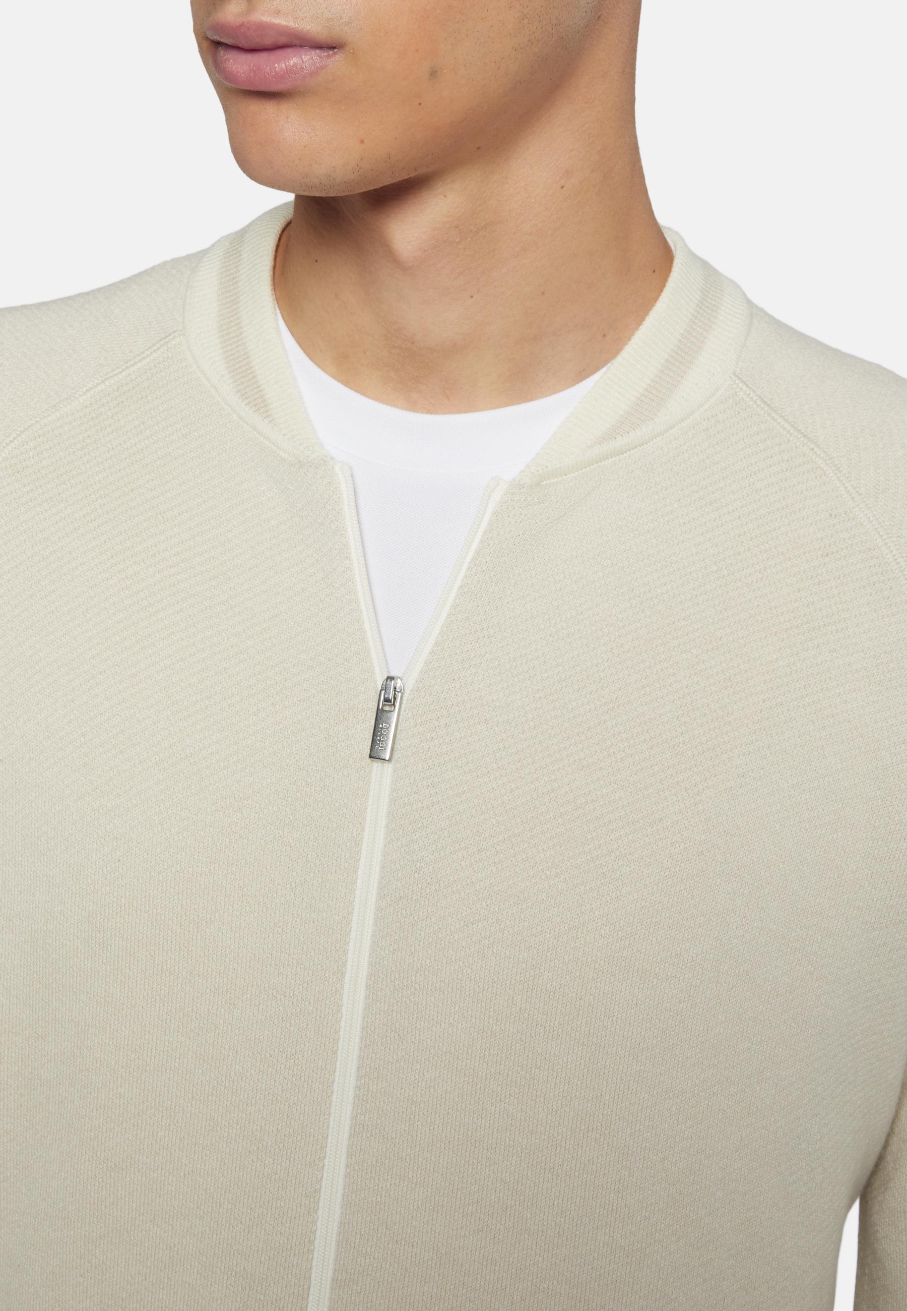 Knitted Bomber Jacket Beige, , large image number 2