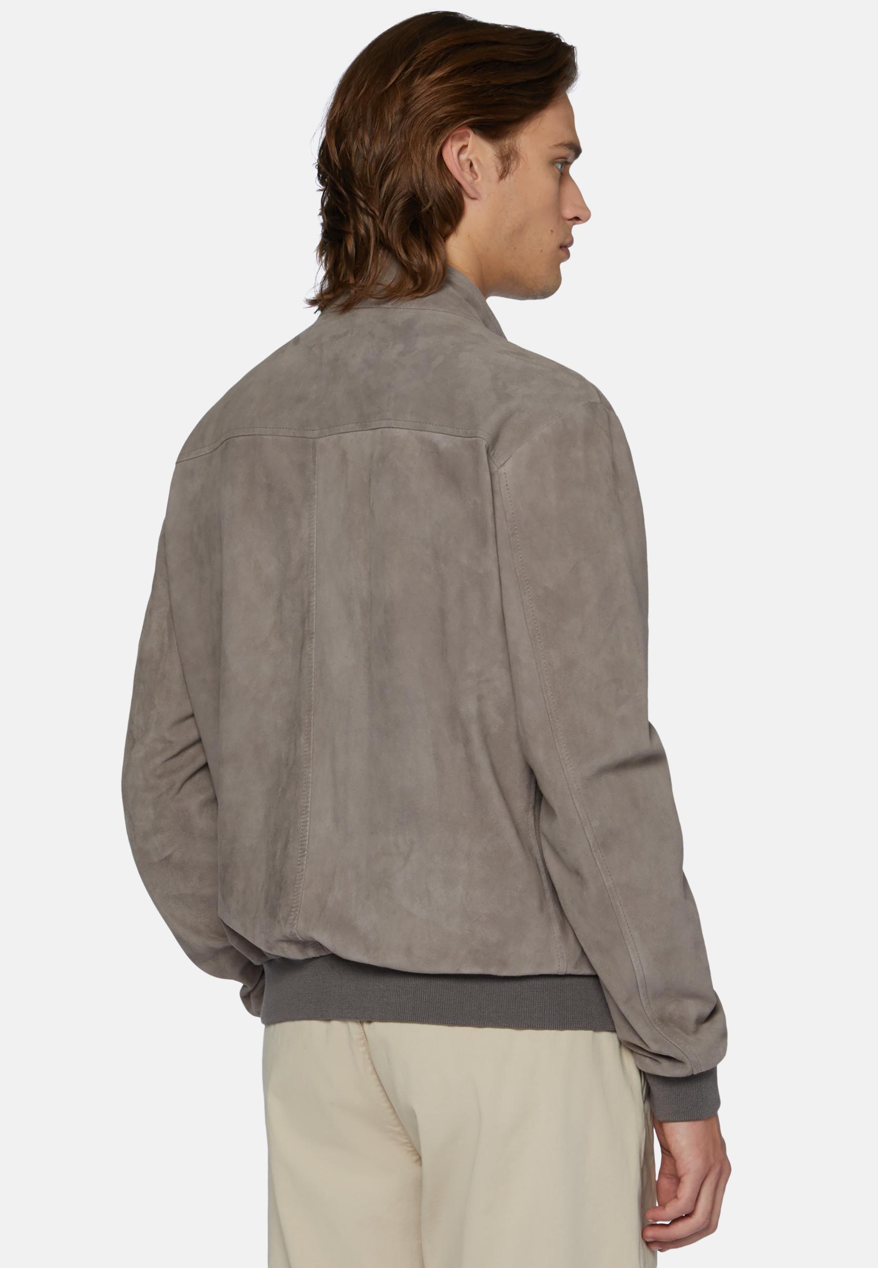 Boggi Milano - Grey Bomber Jacket In Genuine Suede Leather