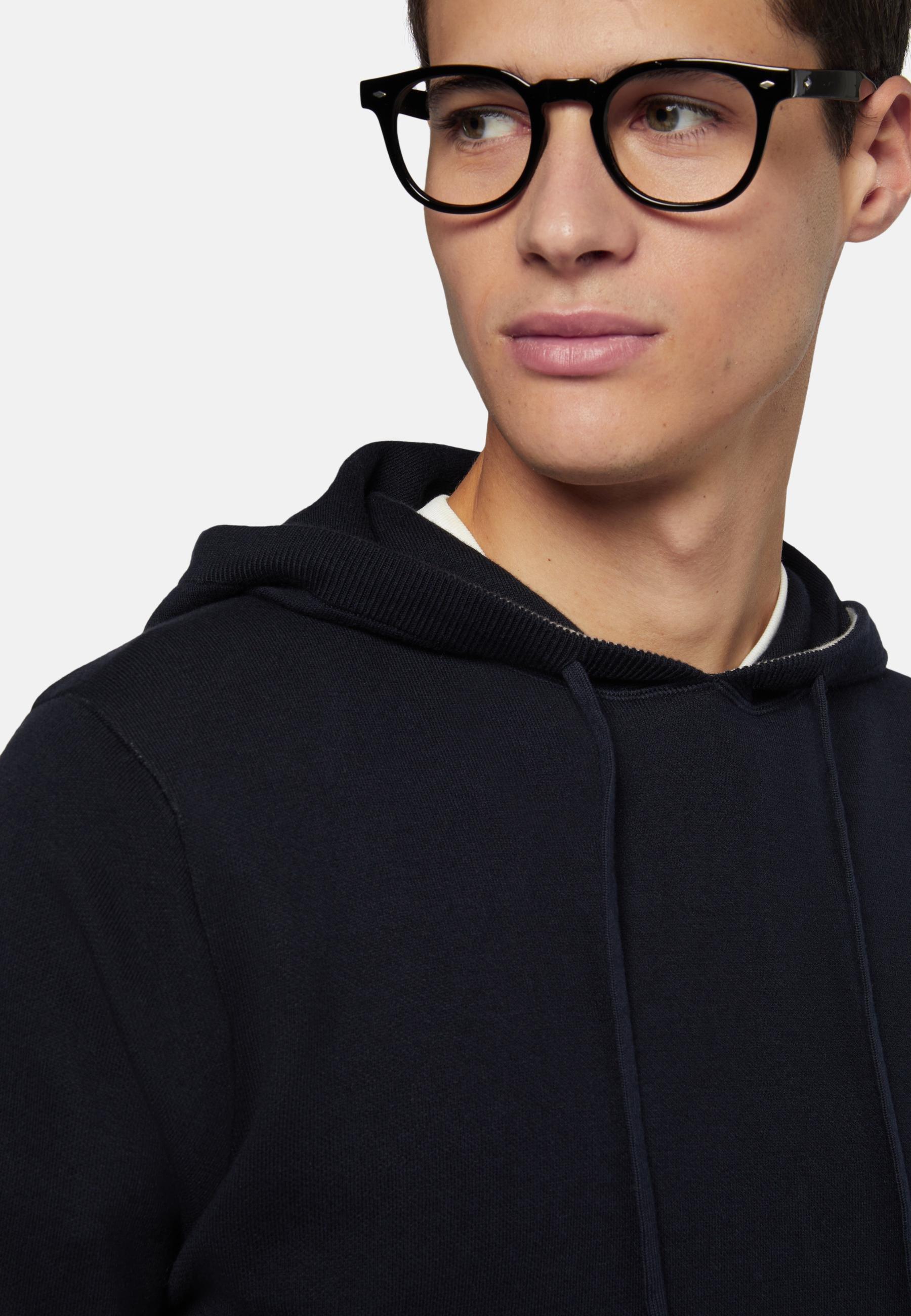 Hoodie In Cotton Navy, , large image number 1