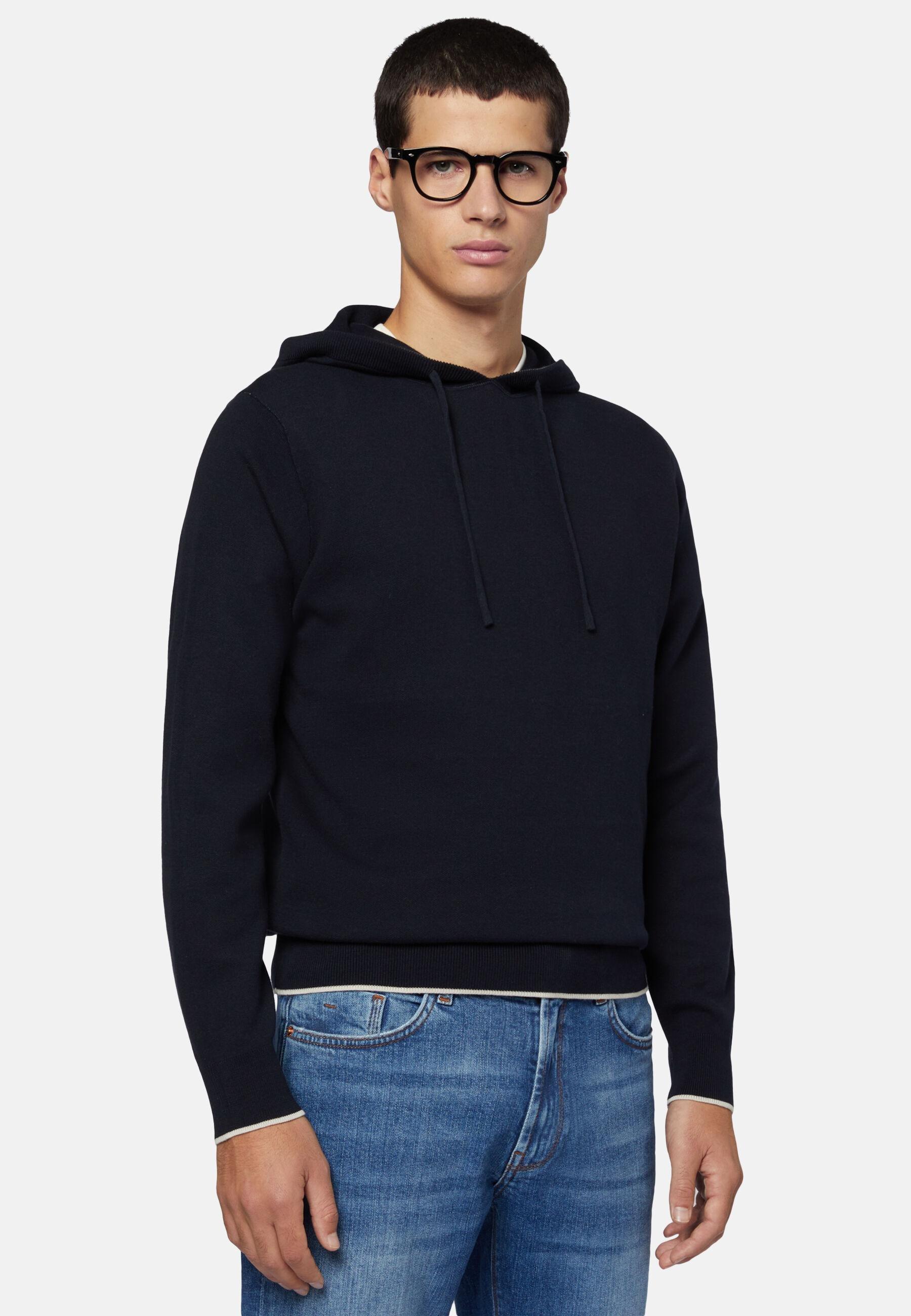Hoodie In Cotton Navy, 3901_NAVY, medium
