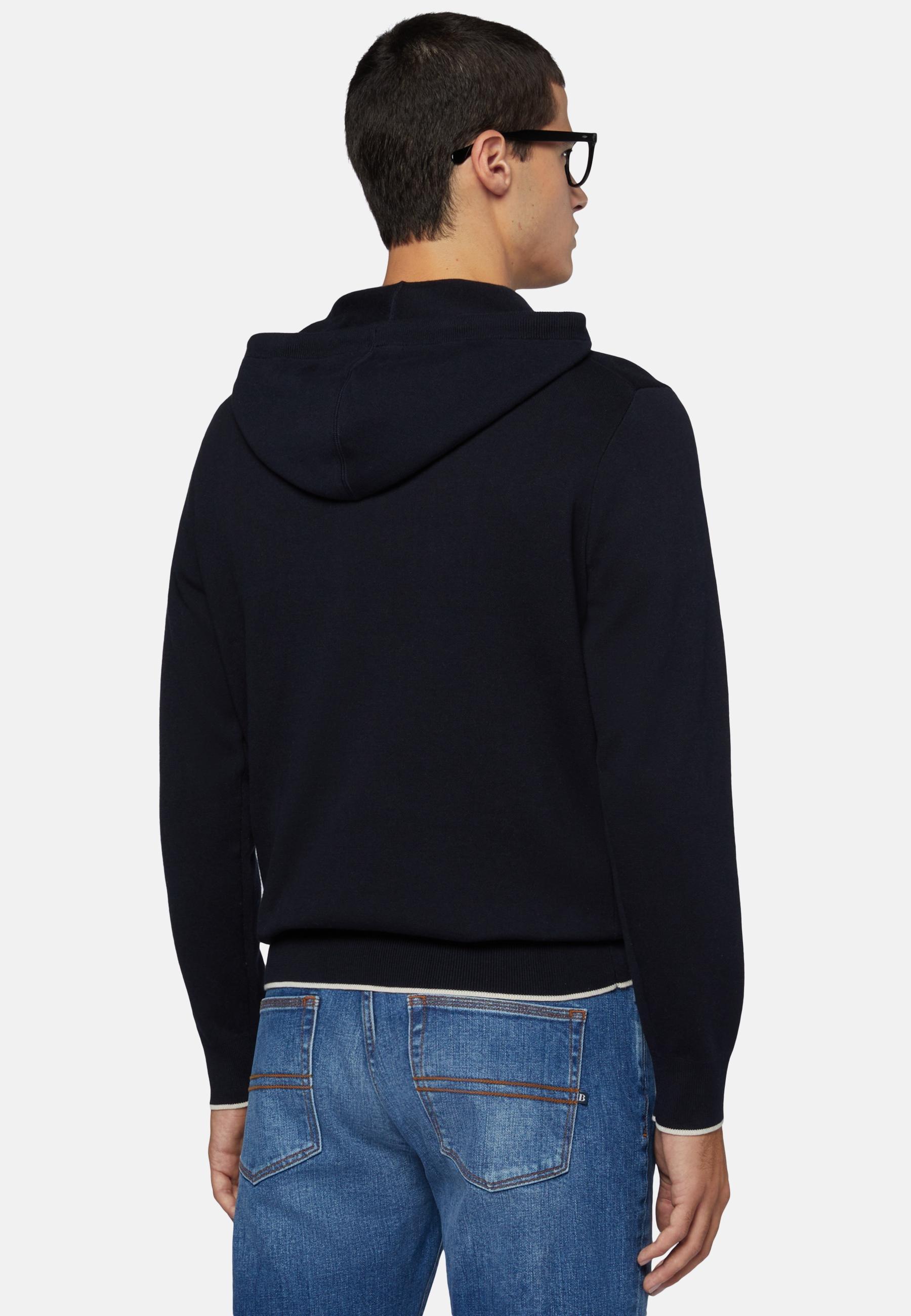 Hoodie In Cotton Navy, , large image number 2