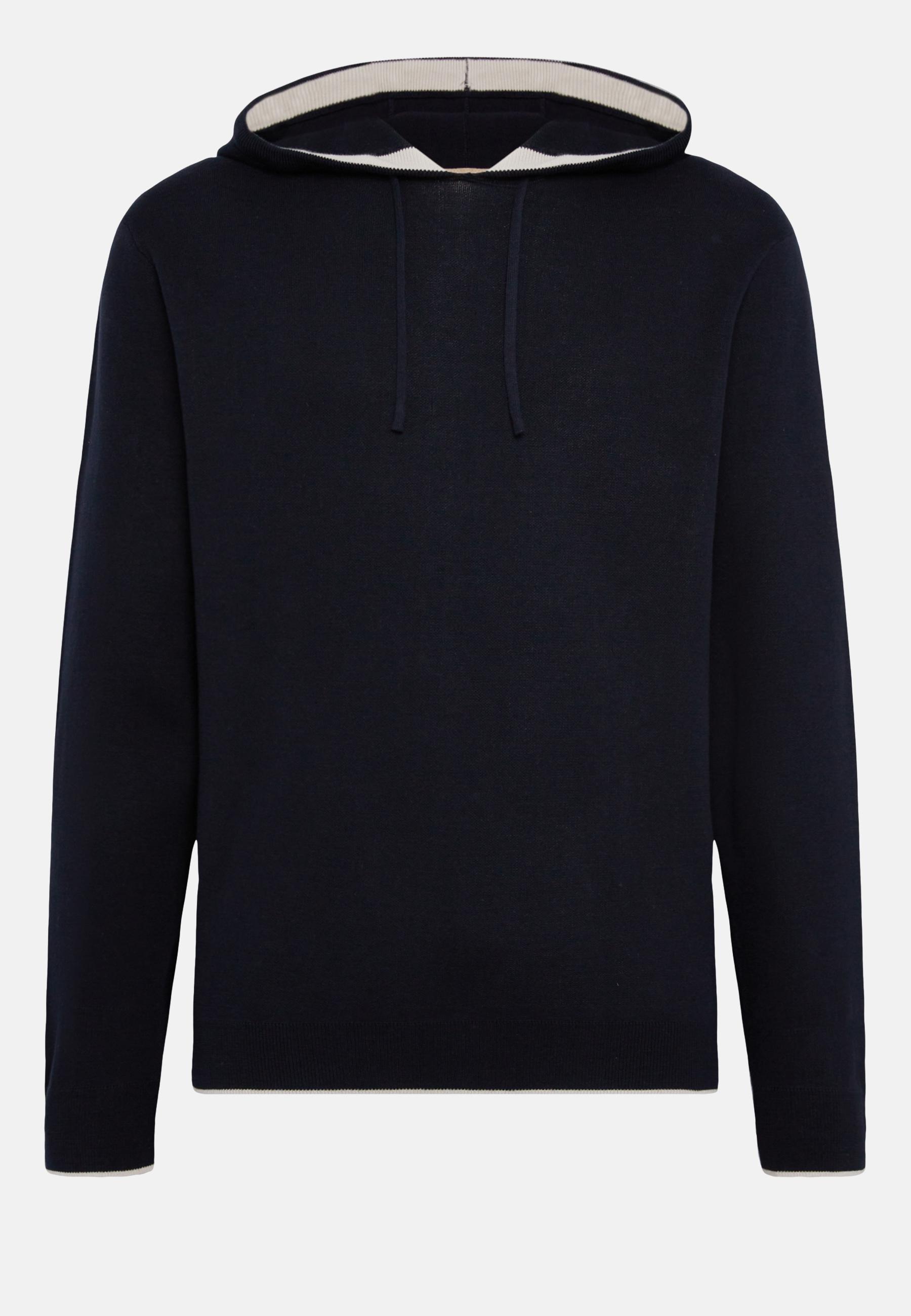 Hoodie In Cotton Navy, , large image number 3