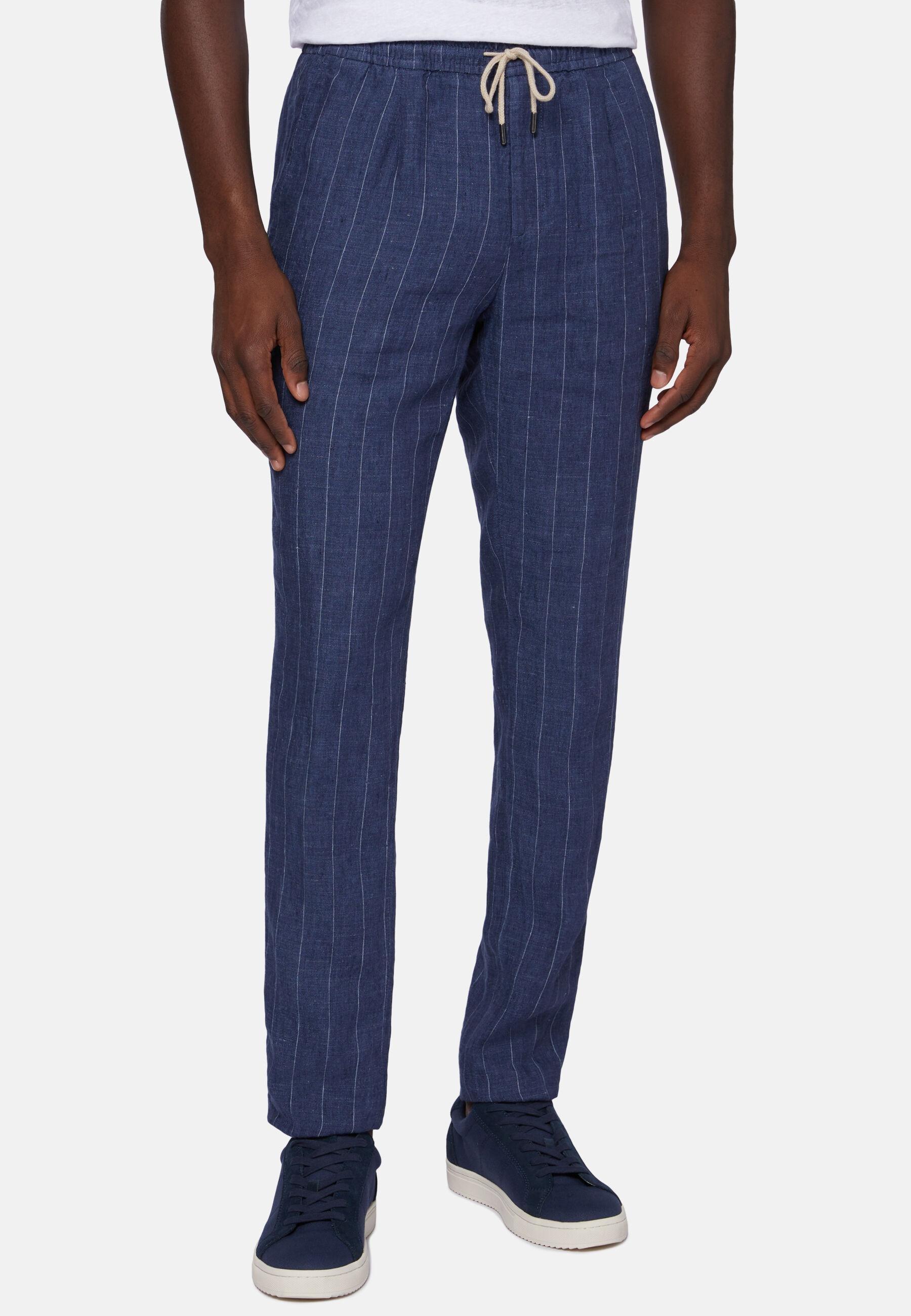 City Linen Trousers Navy, Navy blue, large image number 0