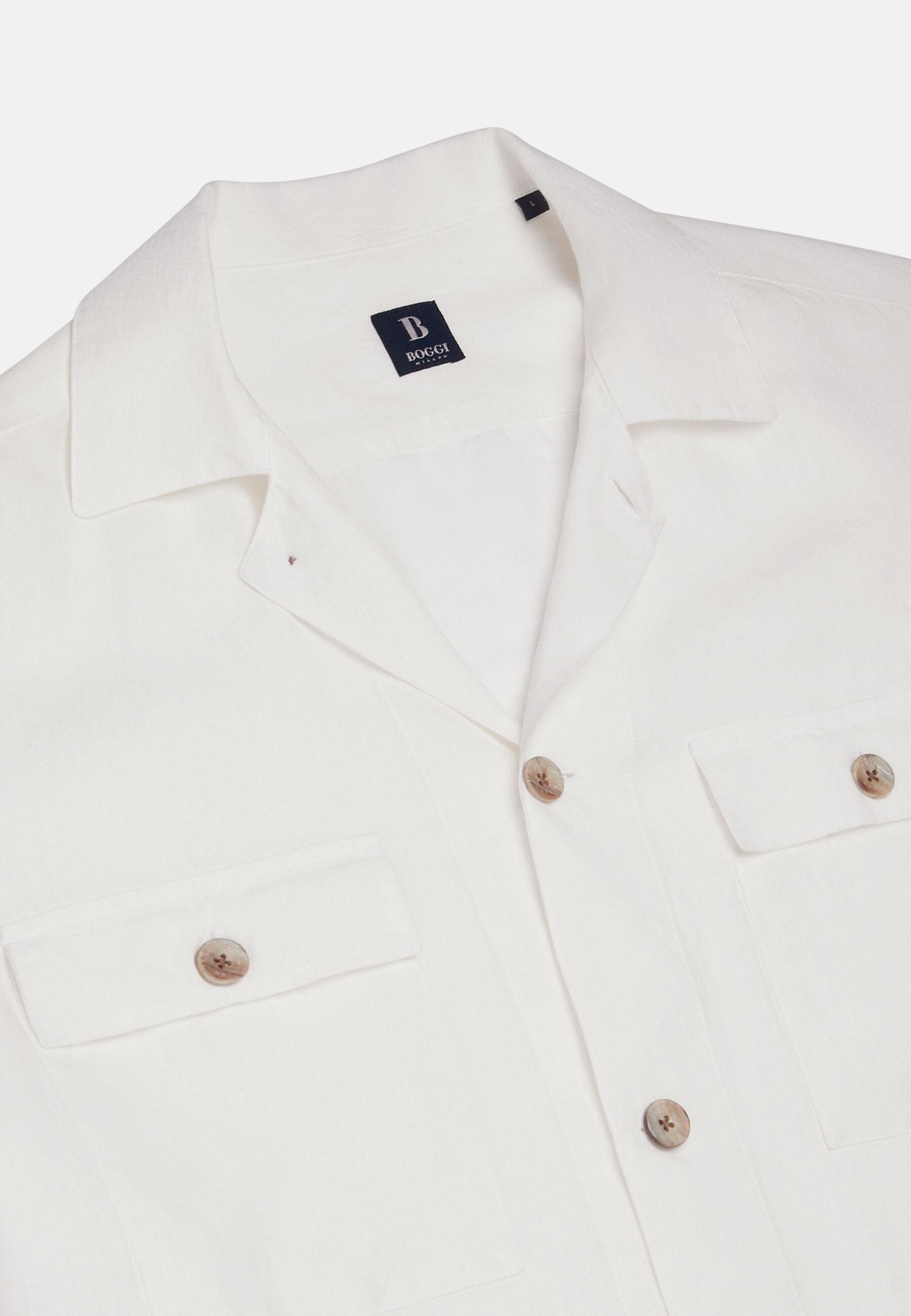 Linen Camp Overshirt White, White, large image number 6