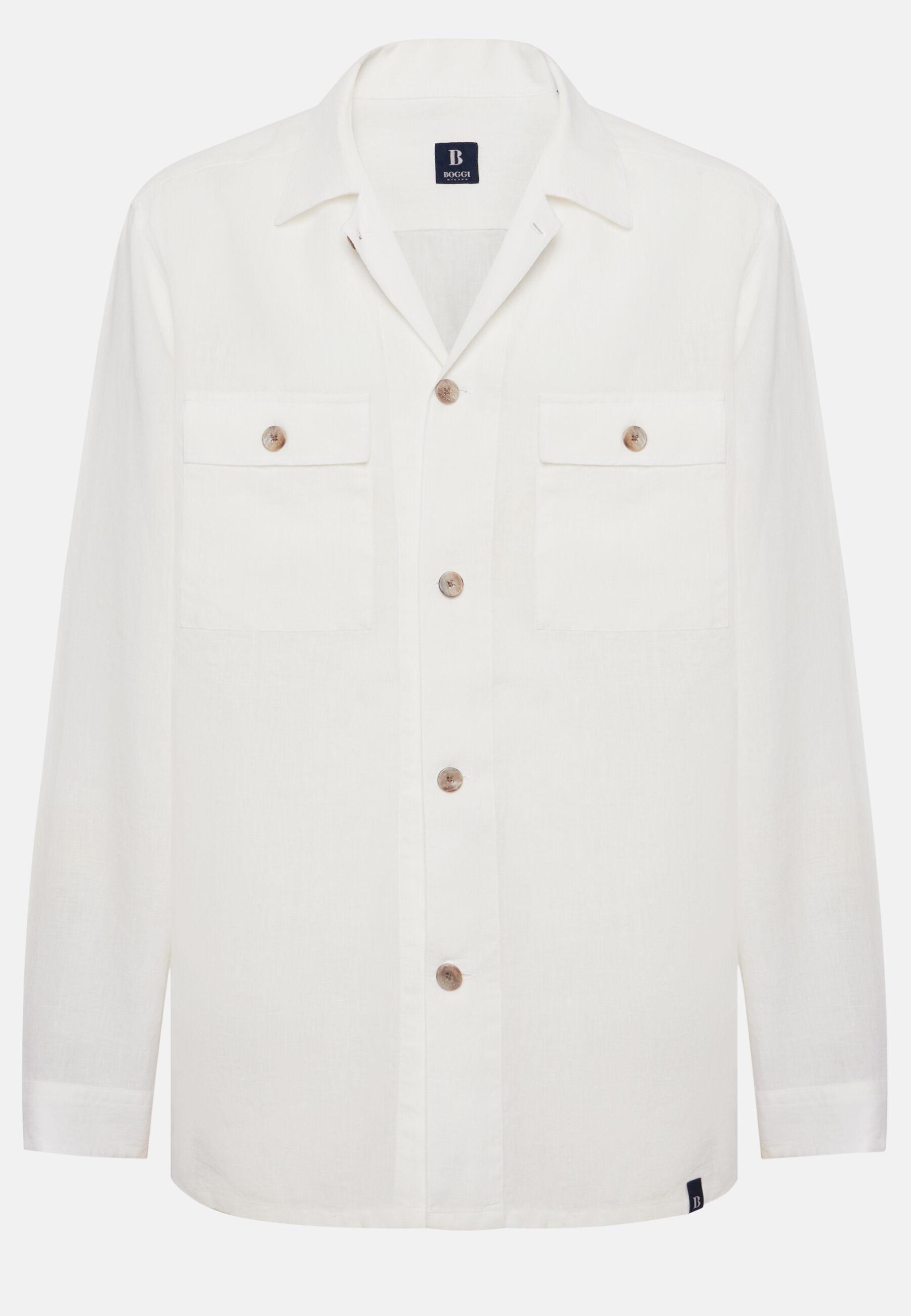 Linen Camp Overshirt White, White, large image number 7