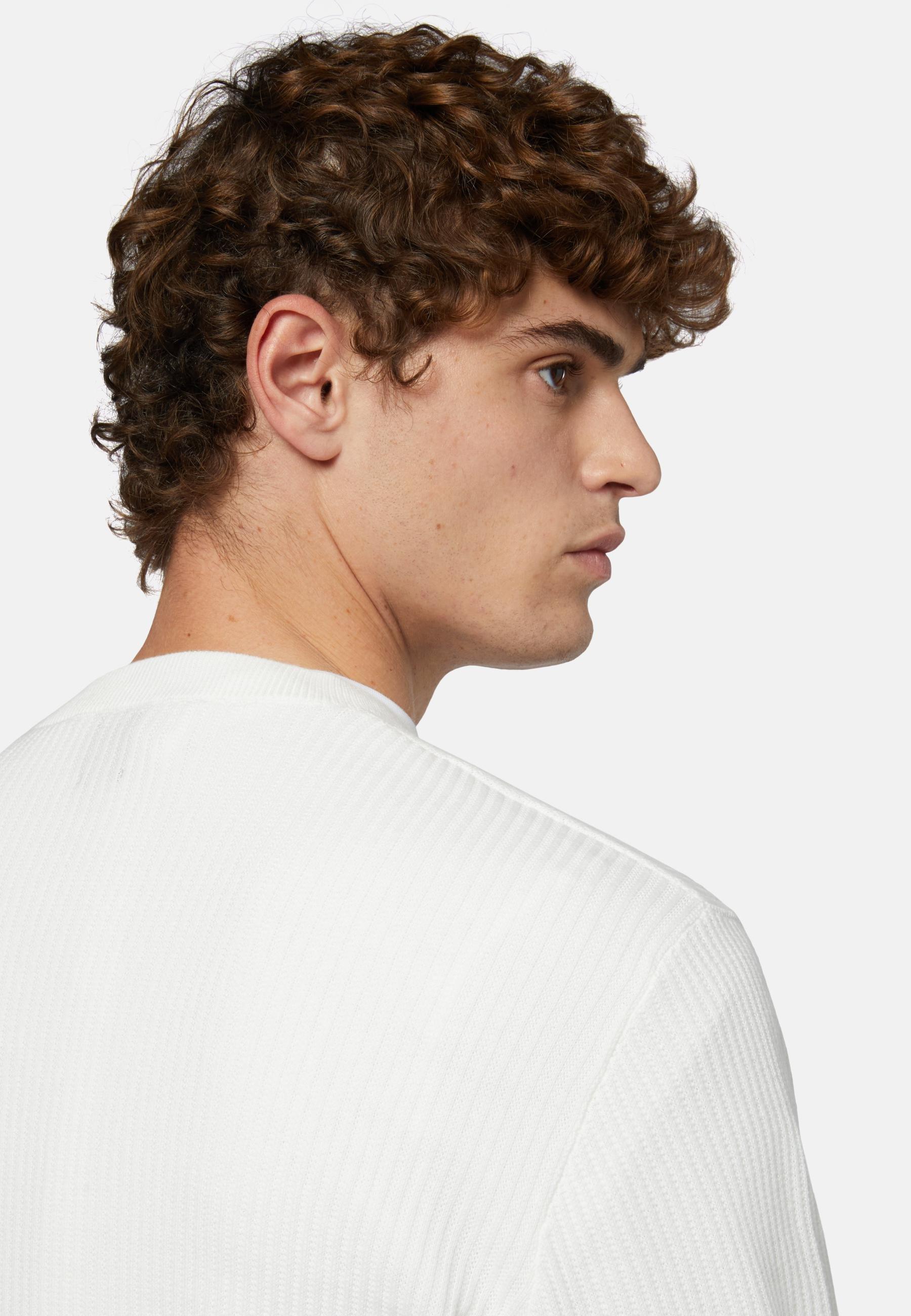 Crew Neck Cotton Jumper White, White, large image number 2