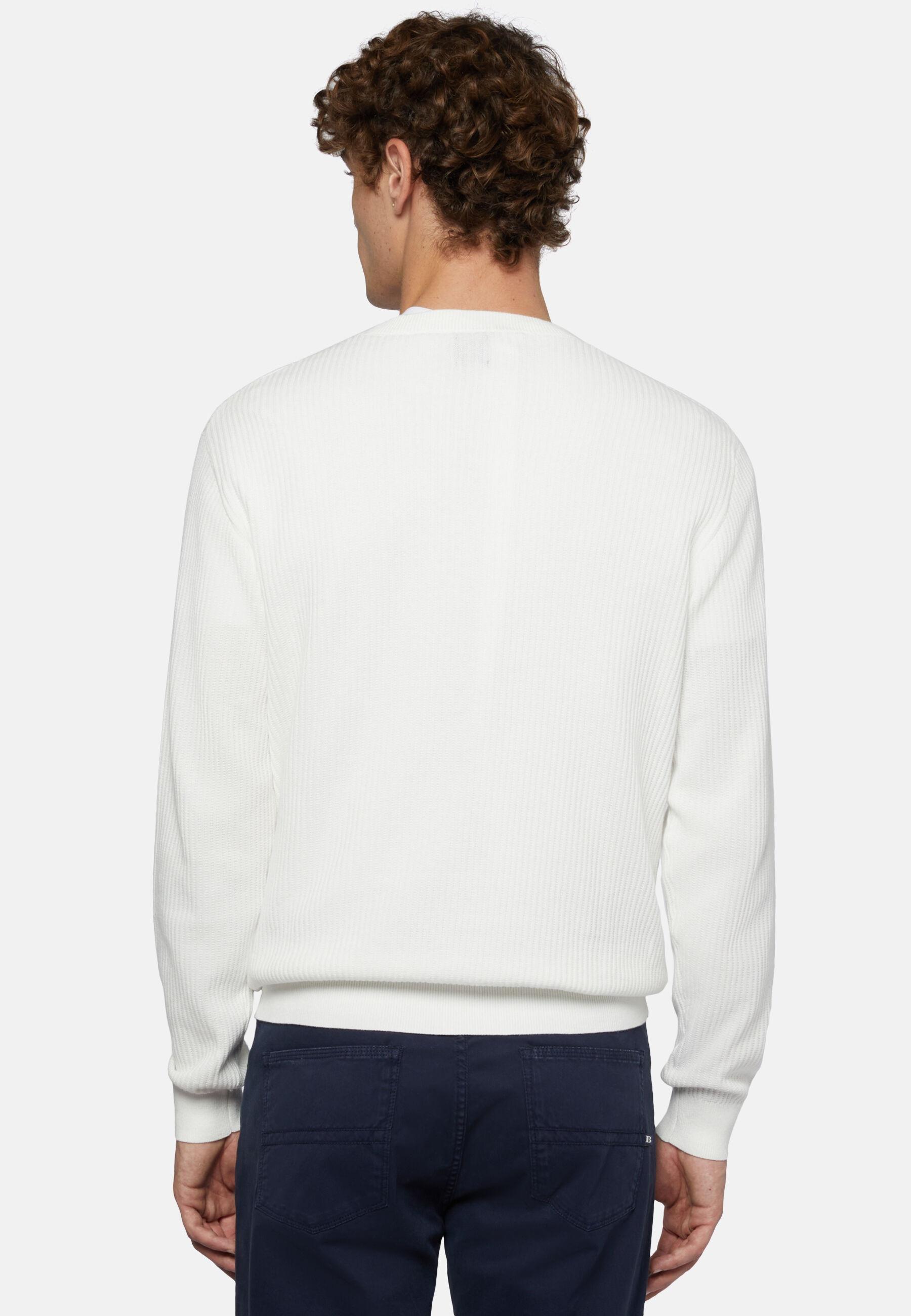 Crew Neck Cotton Jumper White, White, large image number 3