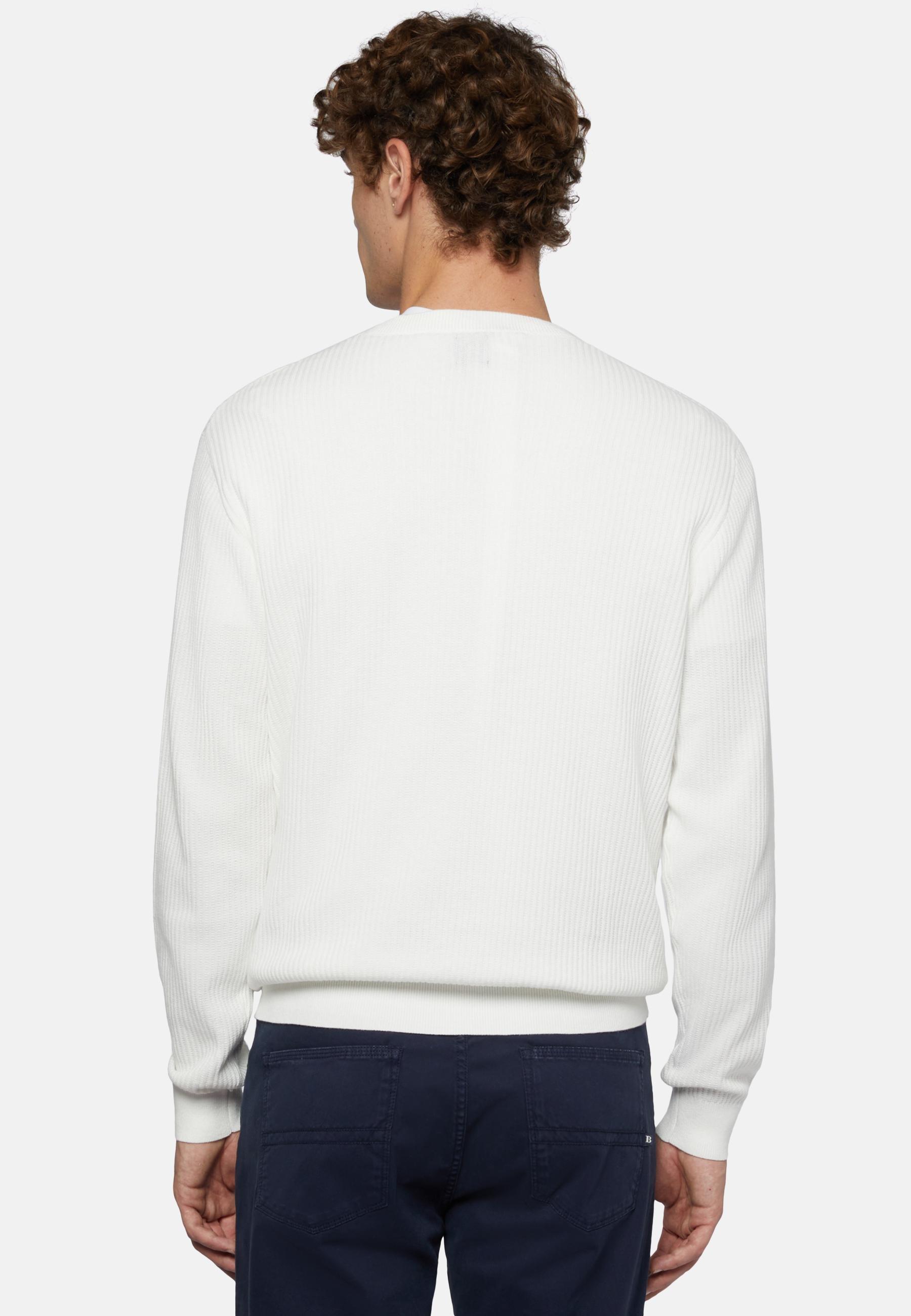 Crew Neck Cotton Jumper White, White, large image number 4