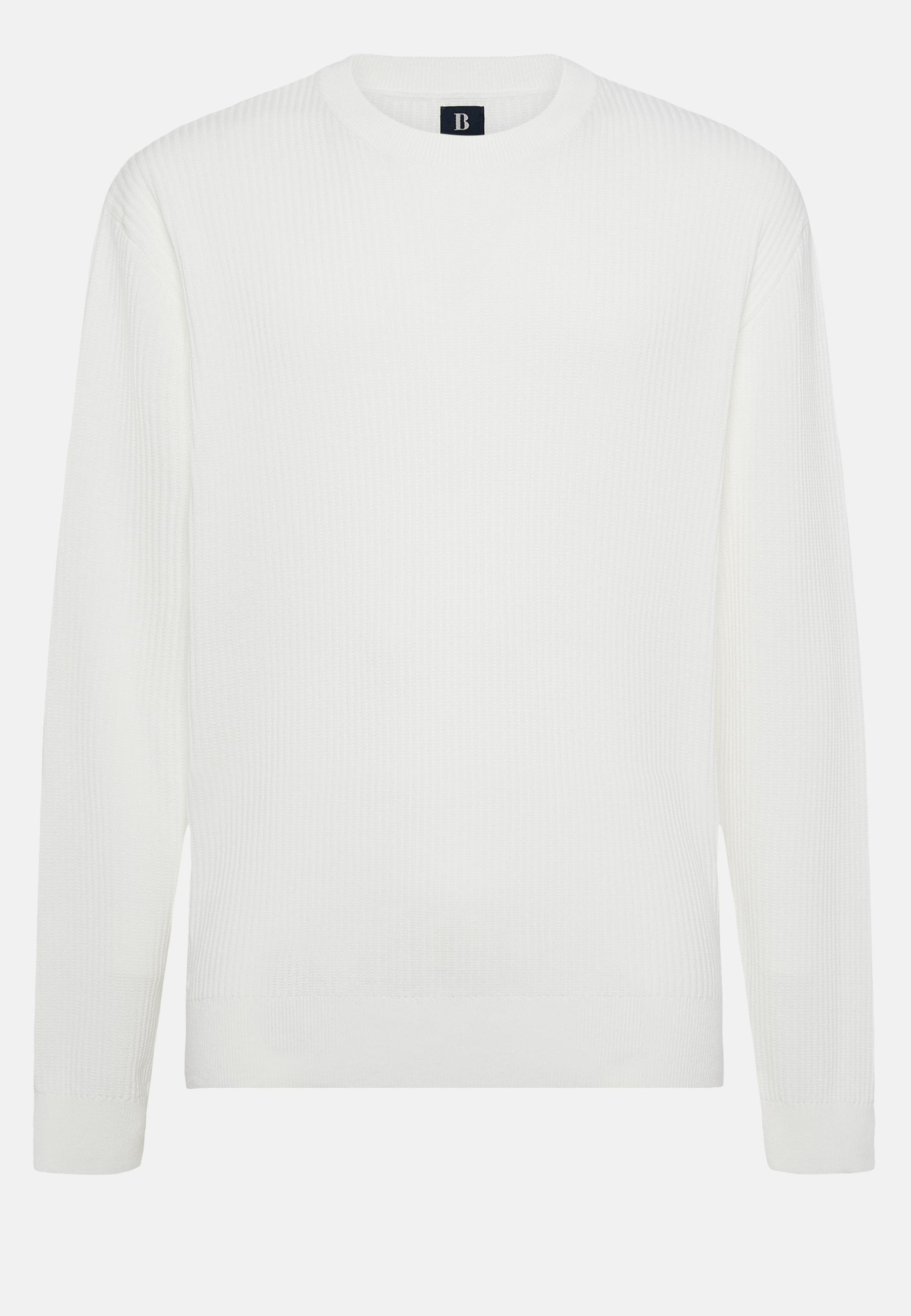 Crew Neck Cotton Jumper White, White, large image number 6