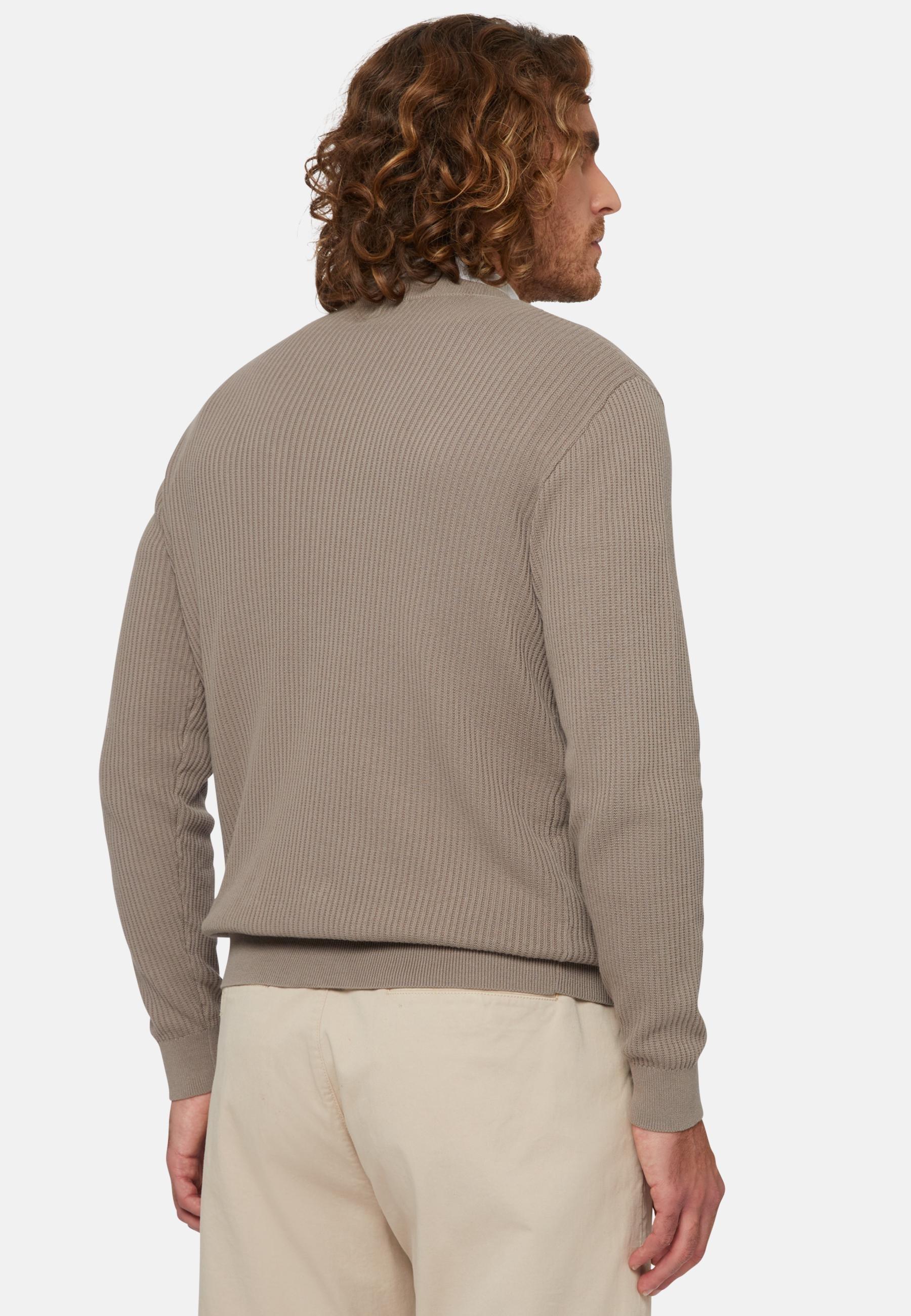 Crew Neck Cotton Jumper Brown, Taupe, large image number 2