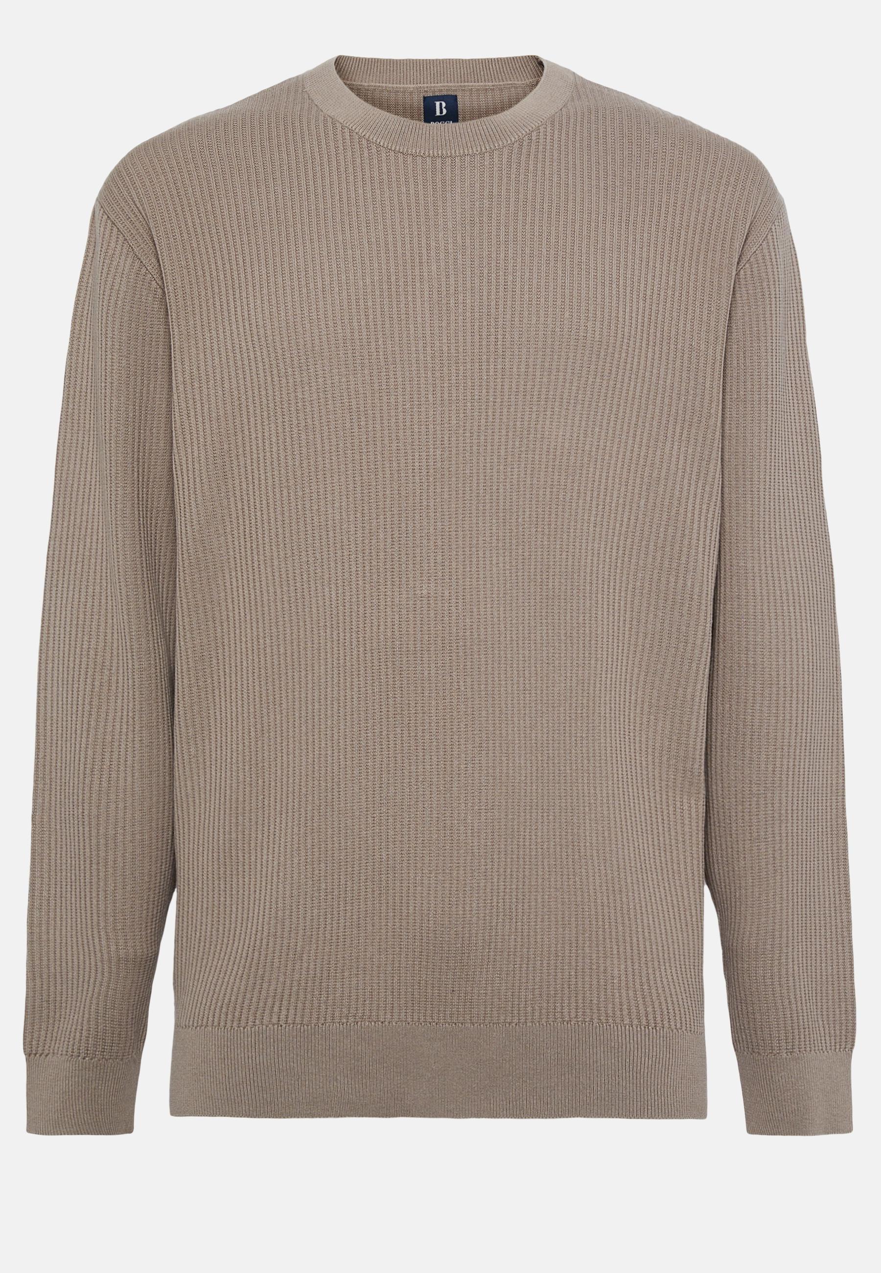 Crew Neck Cotton Jumper Brown, Taupe, large image number 3