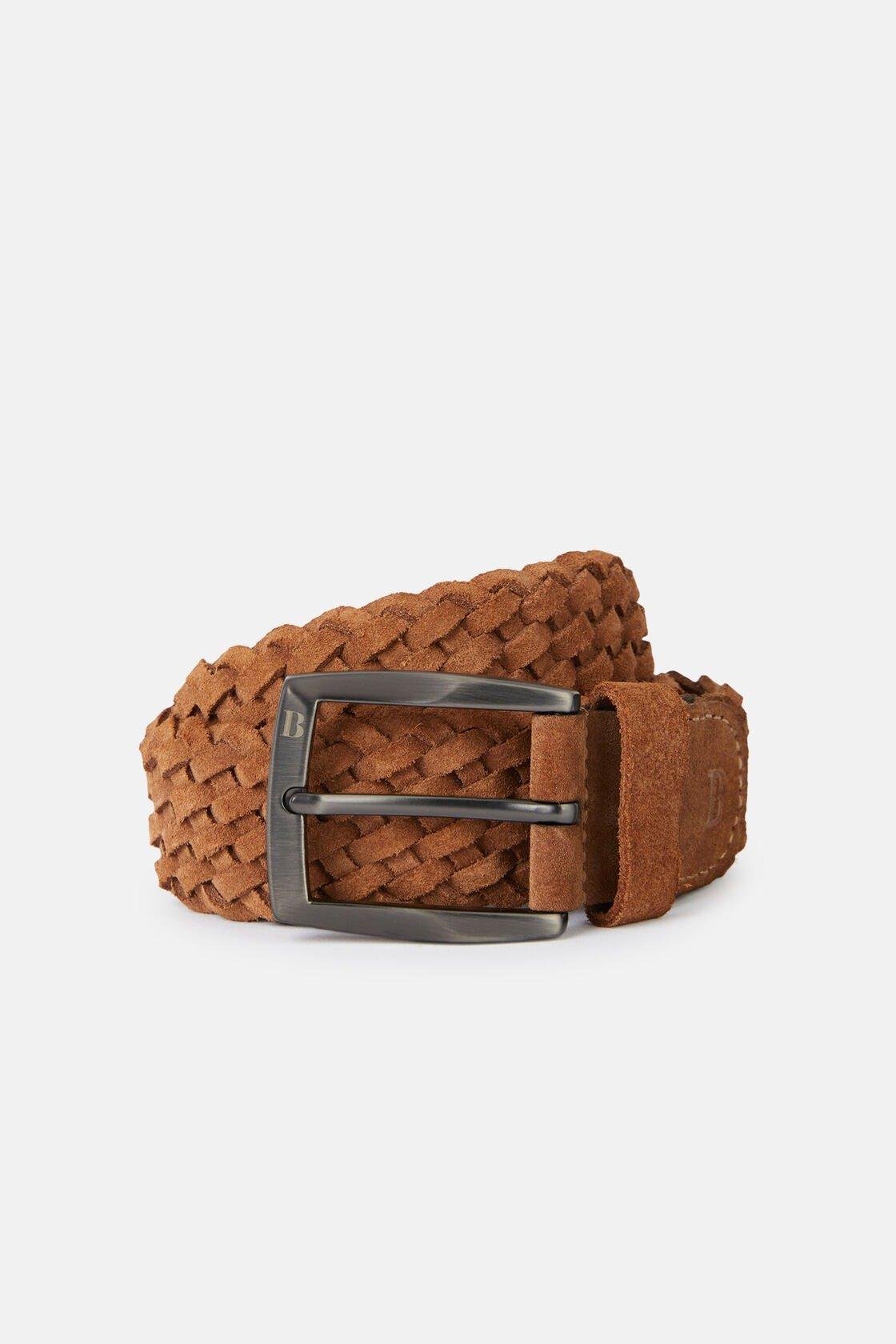 Woven Suede Belt Brown, Light Brown, large image number 1