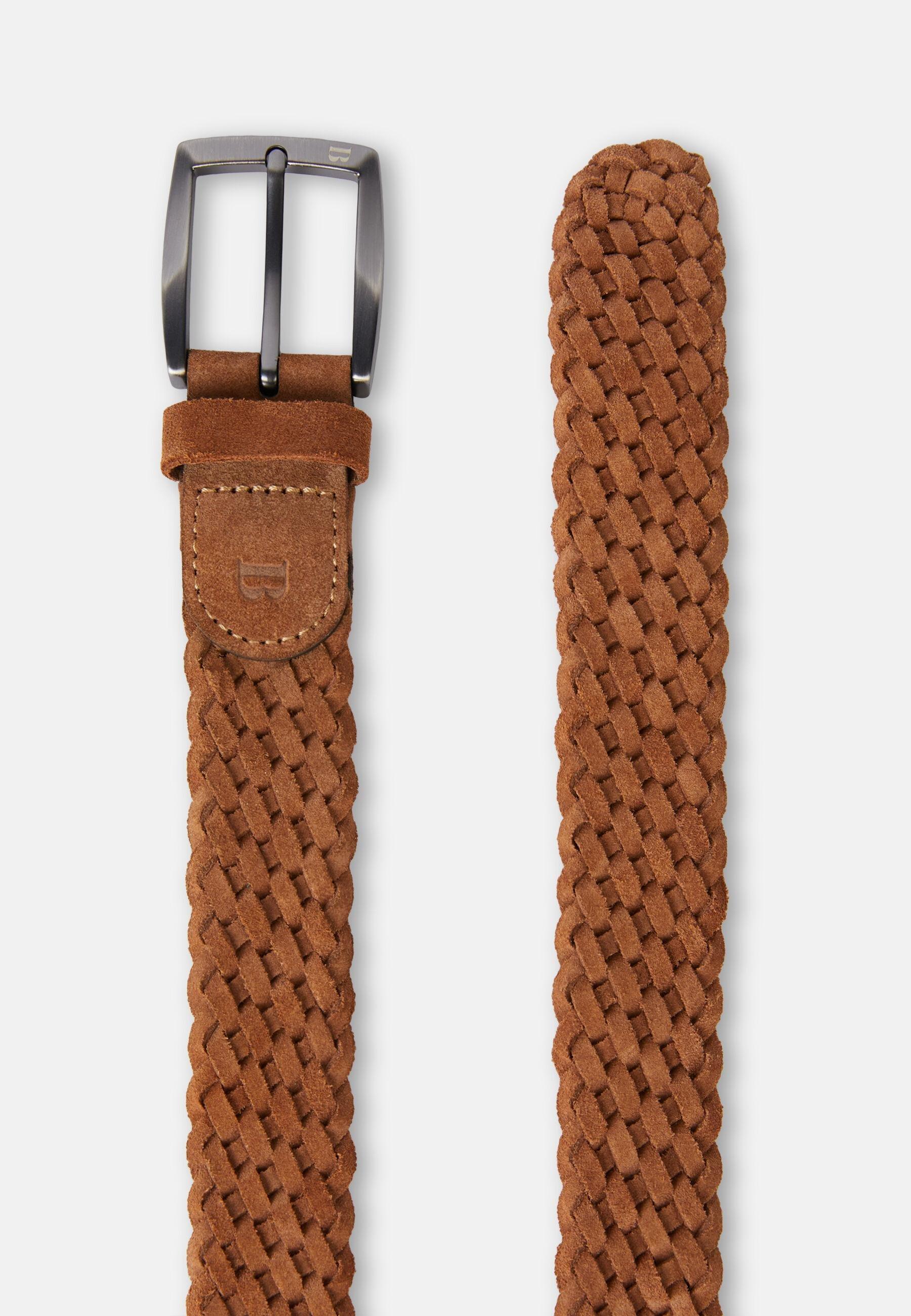 Woven Suede Belt Brown, Light Brown, large image number 1