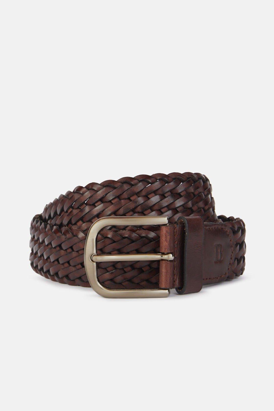 Woven Leather Belt Brown, Brown, large image number 2