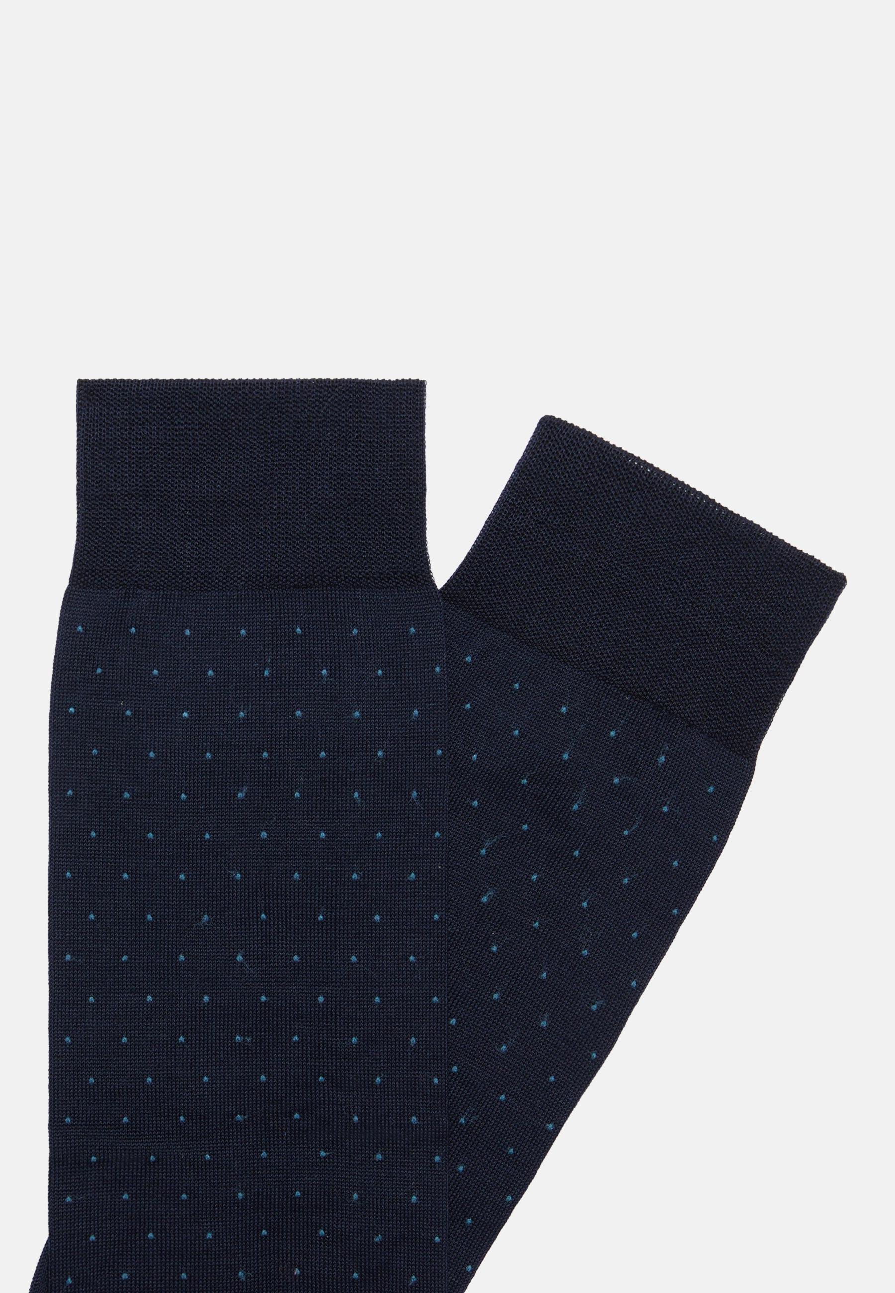 Boggi Milano - Navy Pinpoint Cotton Blend Socks