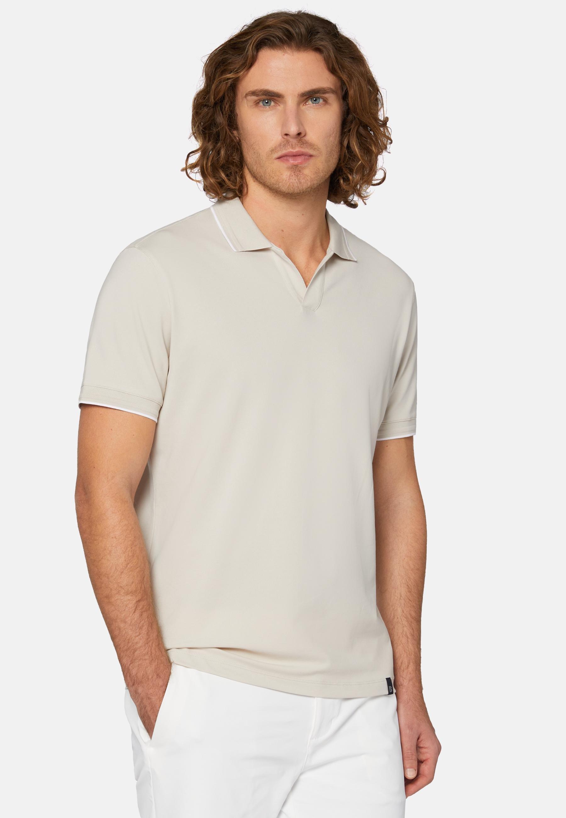 Cream High-Performance Pique Polo Shirt, , large image number 0