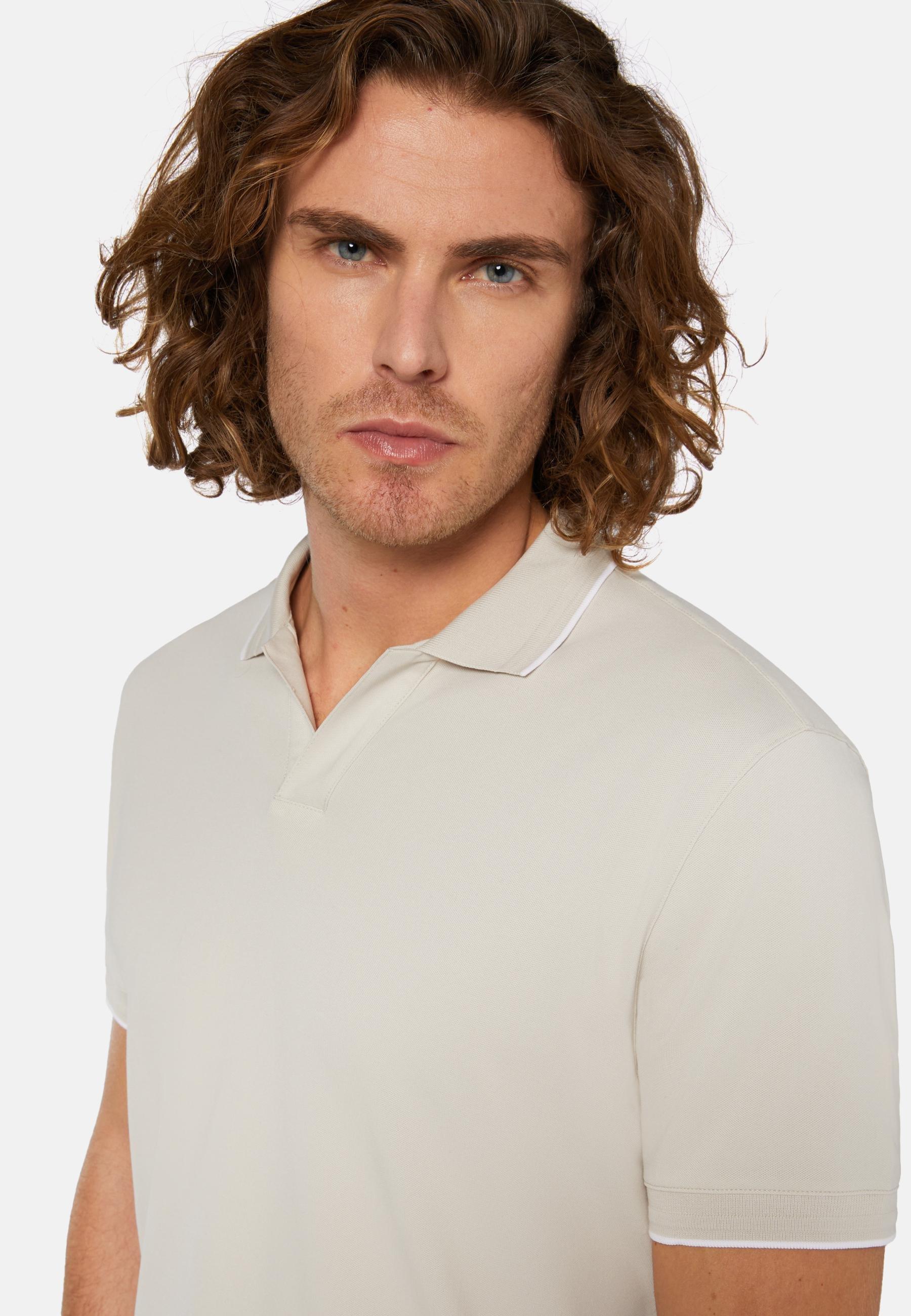 Cream High-Performance Pique Polo Shirt, , large image number 2