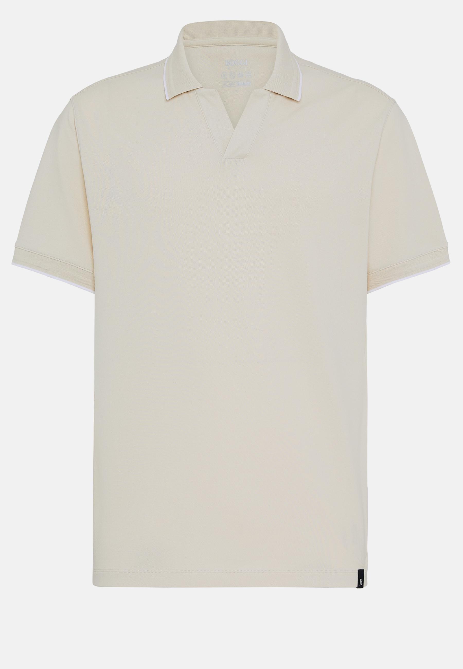 Cream High-Performance Pique Polo Shirt, , large image number 3