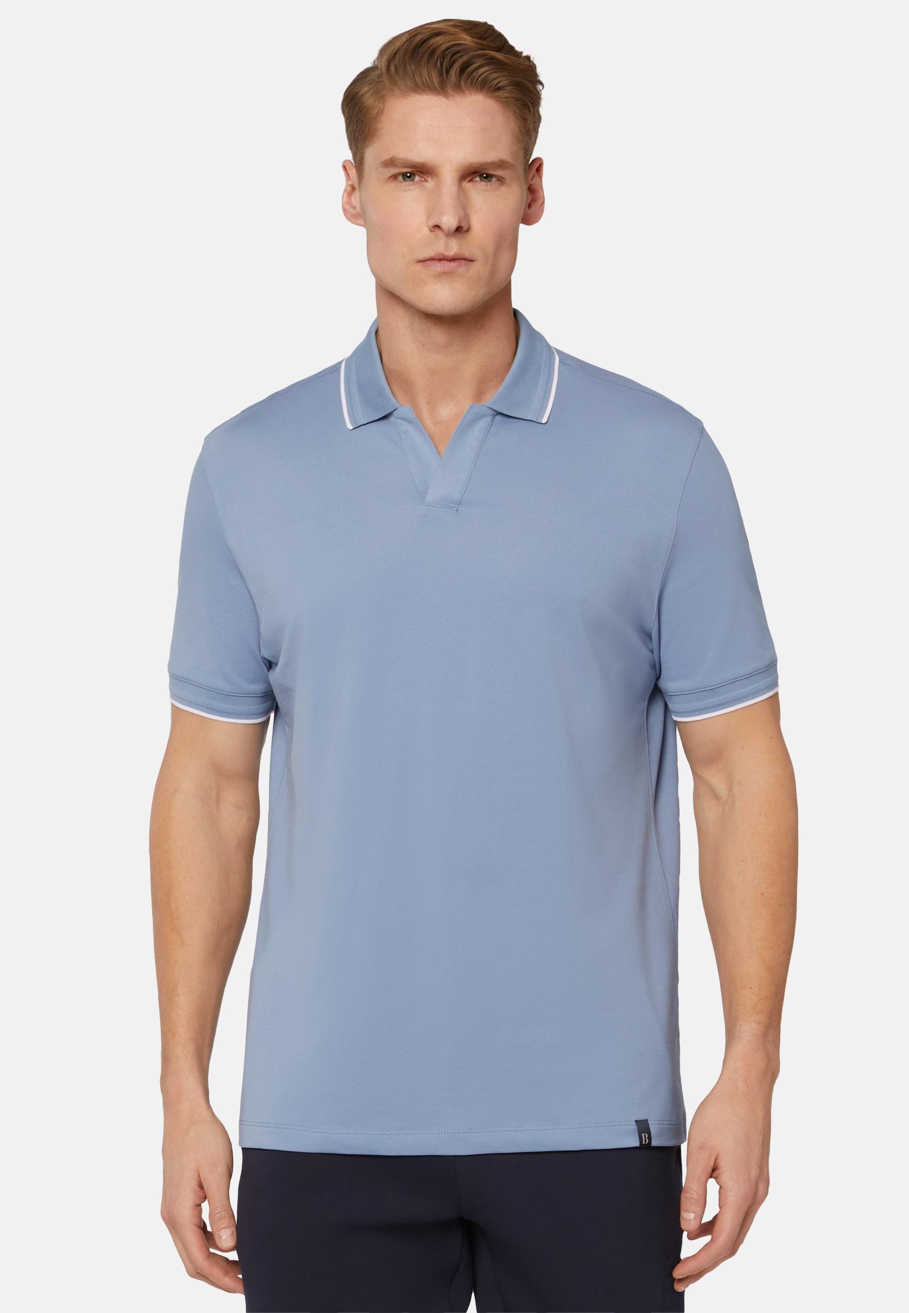 High-Performance Pique Polo Shirt Blue, Light Blue, large image number 0