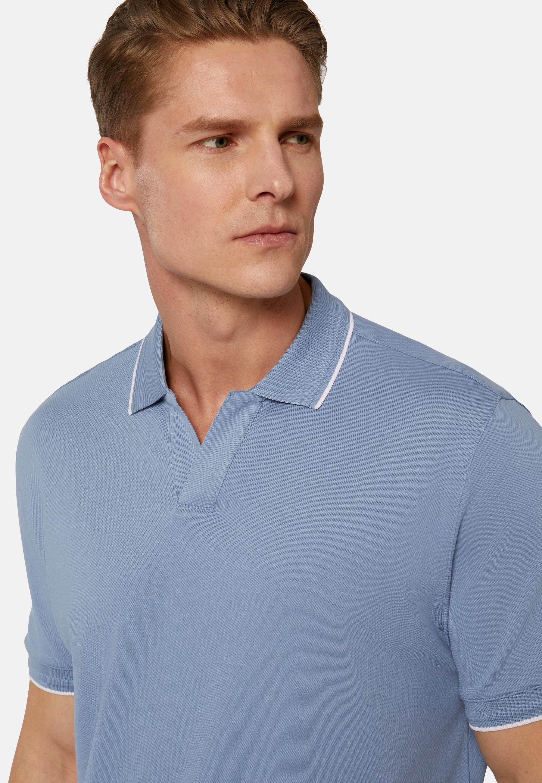 High-Performance Pique Polo Shirt Blue, Light Blue, large image number 2