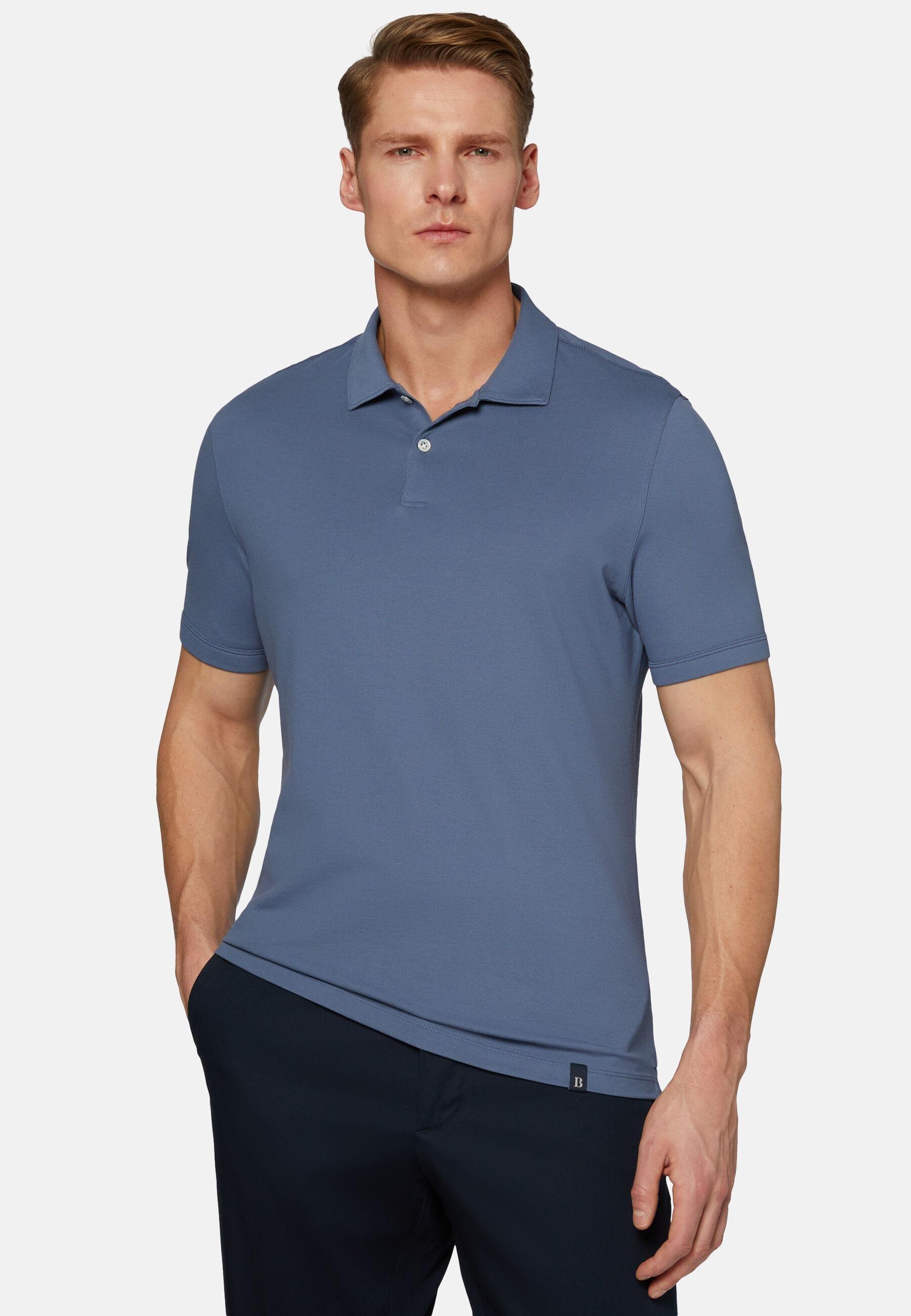 Navy High-Performance Pique Polo Shirt, Indigo, large image number 0