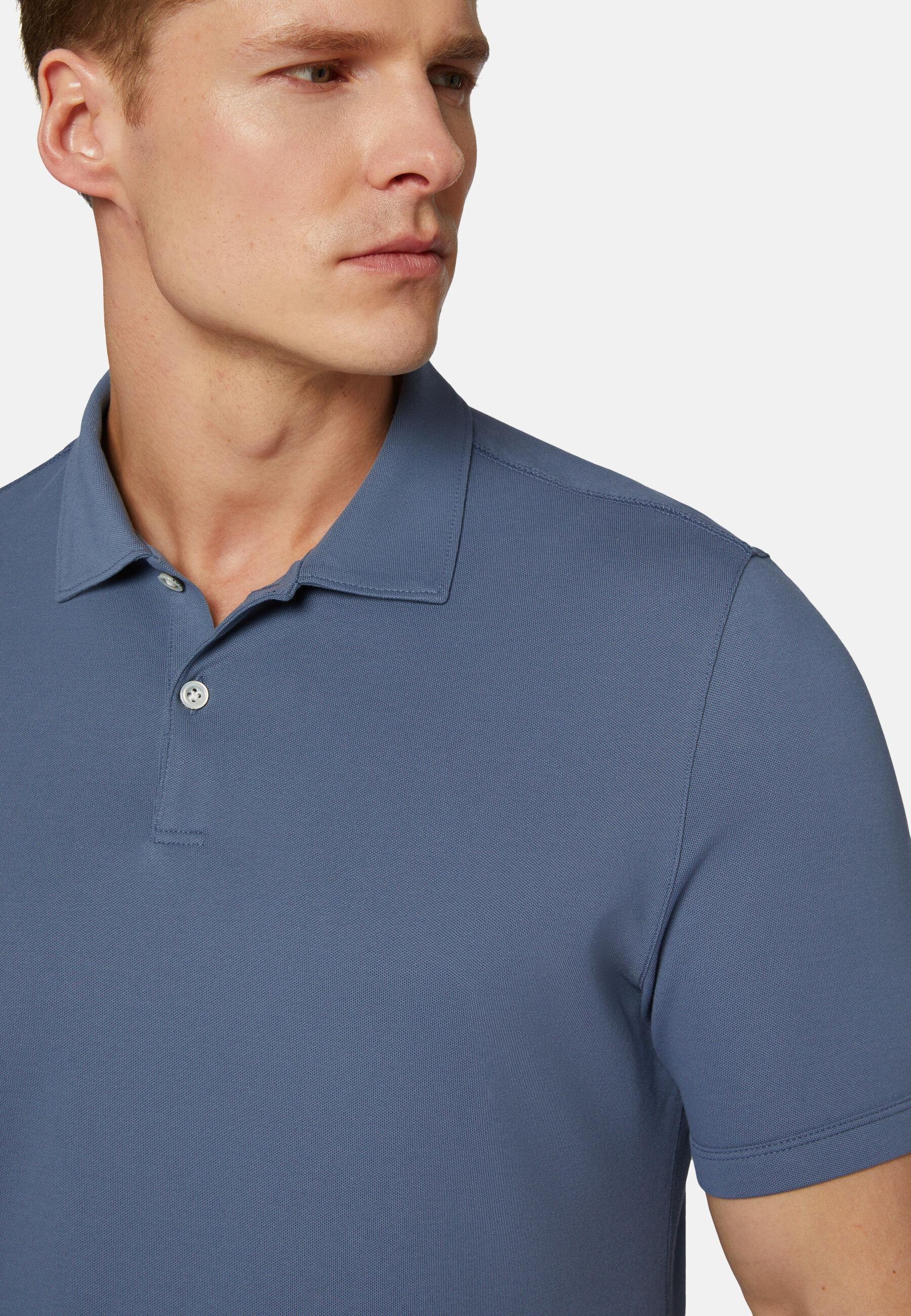 Navy High-Performance Pique Polo Shirt, Indigo, large image number 2