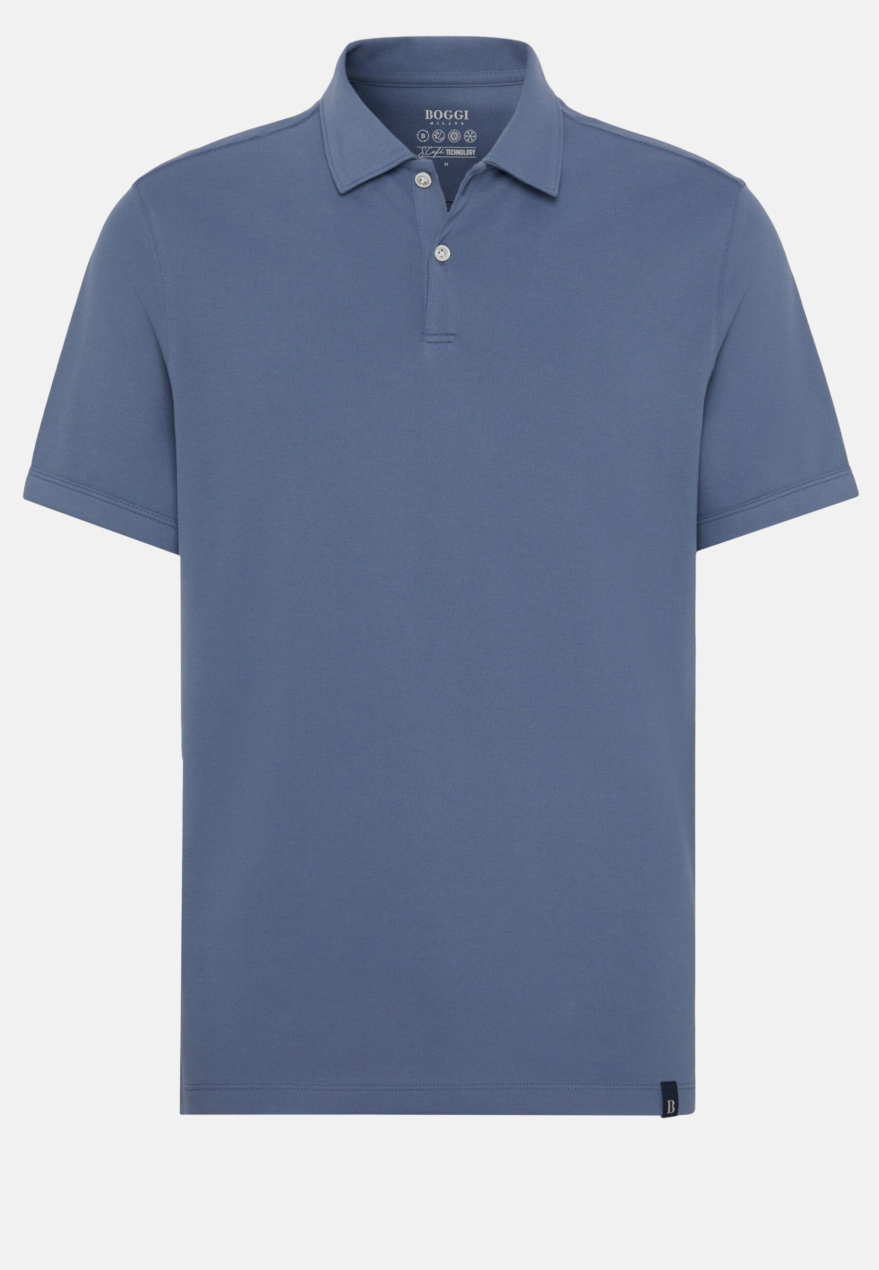 Navy High-Performance Pique Polo Shirt, Indigo, large image number 3