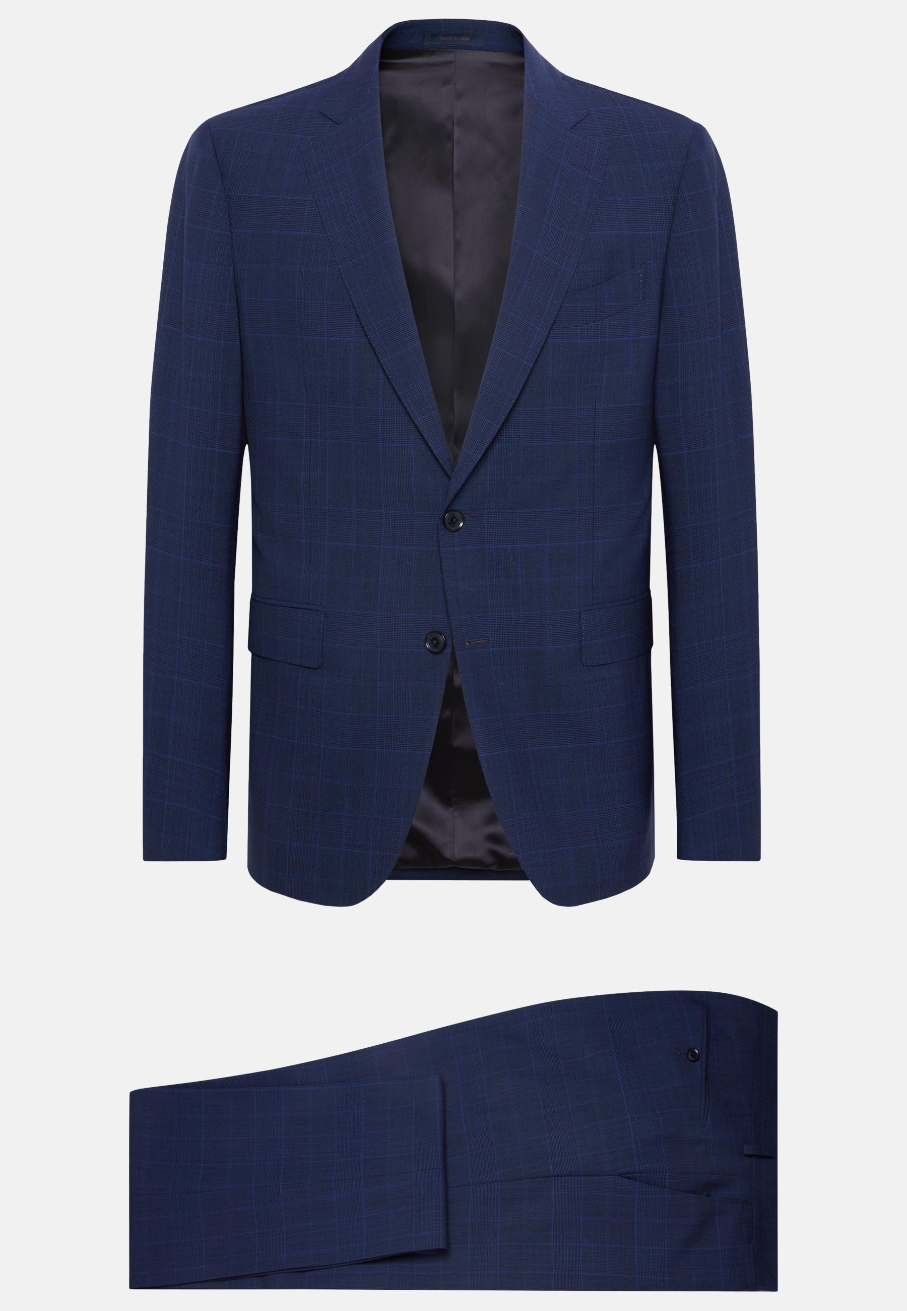 Super 130 Wool Check Suit Navy, , large image number 4