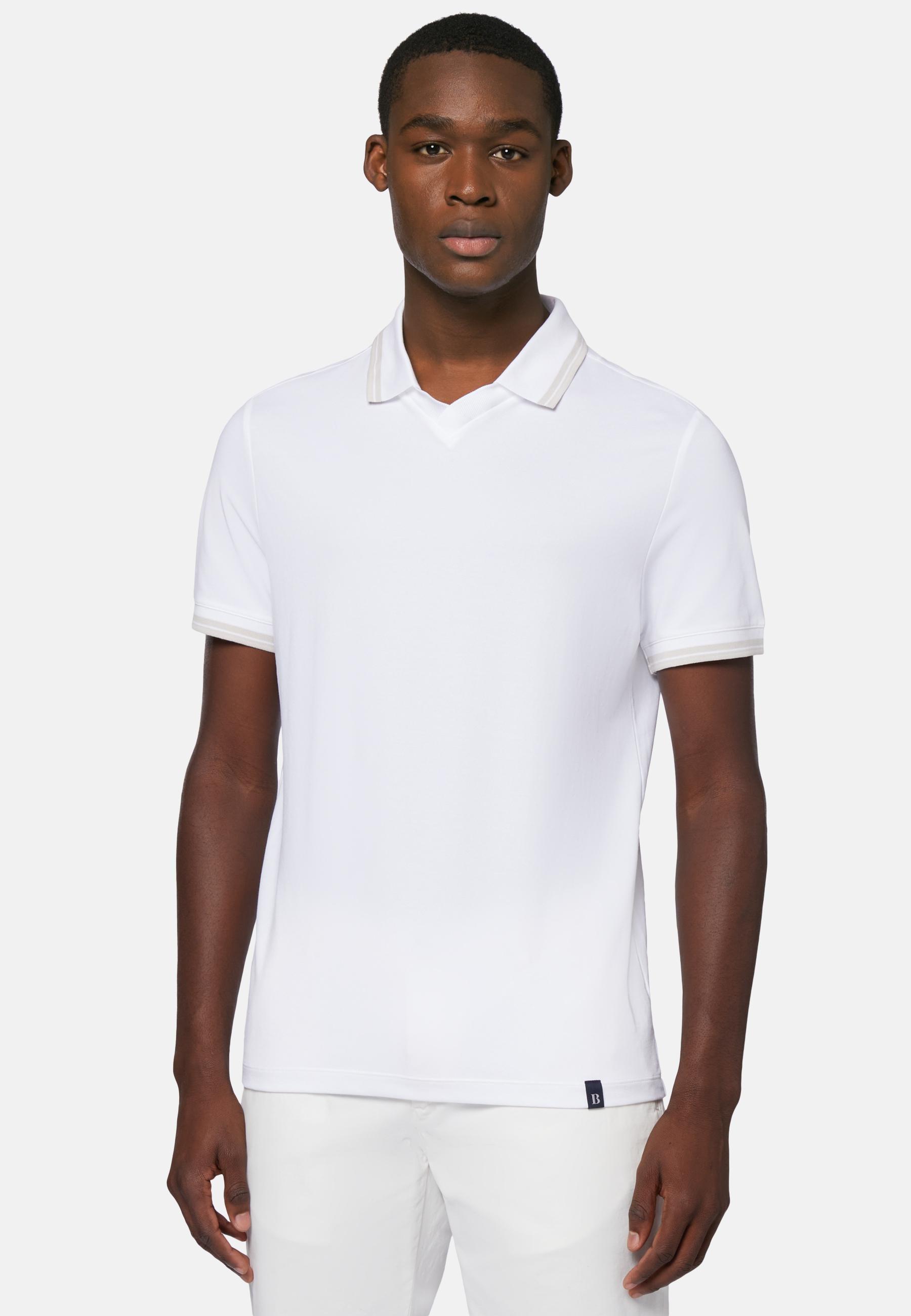 Boggi Milano - White High-Performance Pique Polo Shirt