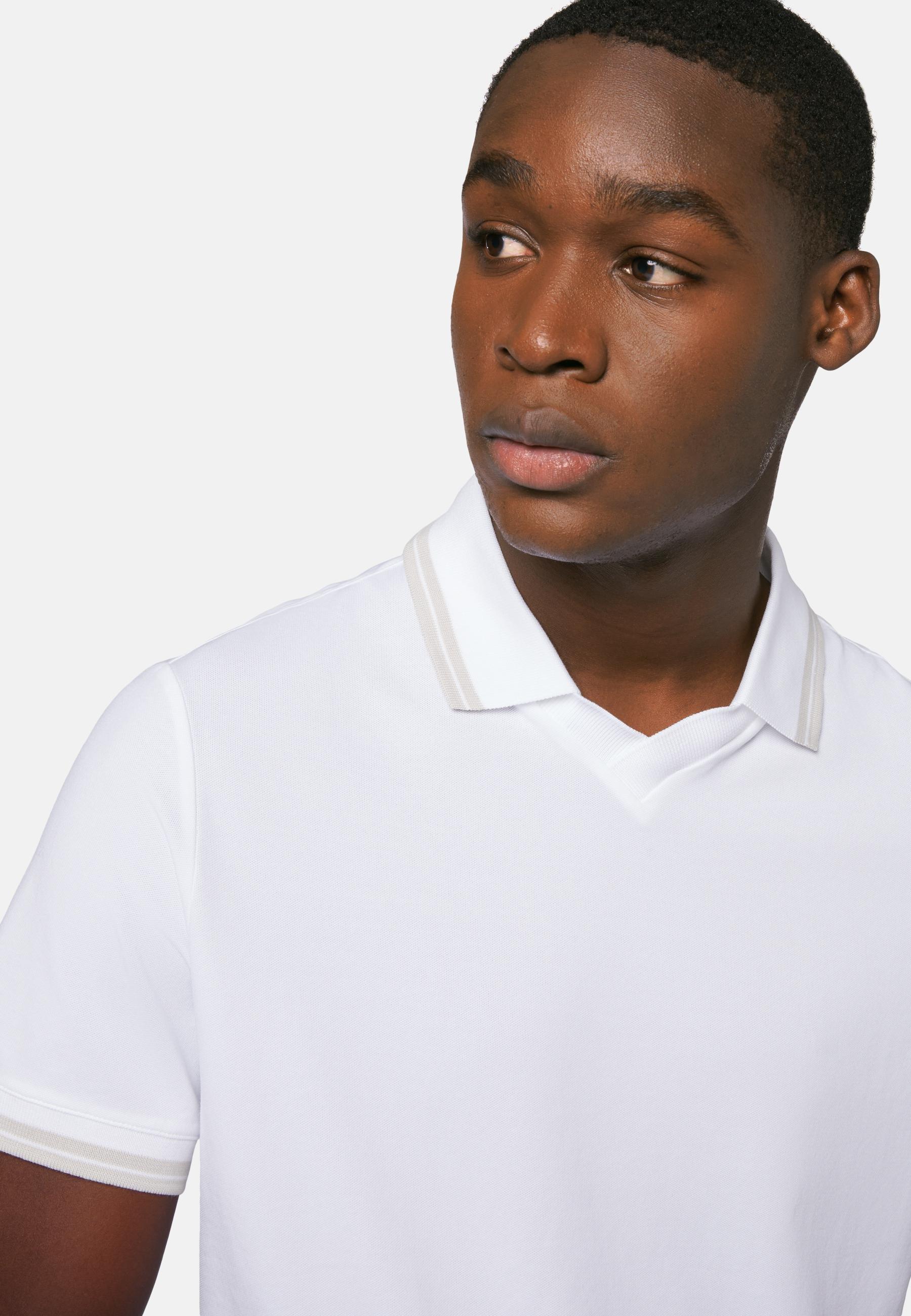 Boggi Milano - White High-Performance Pique Polo Shirt