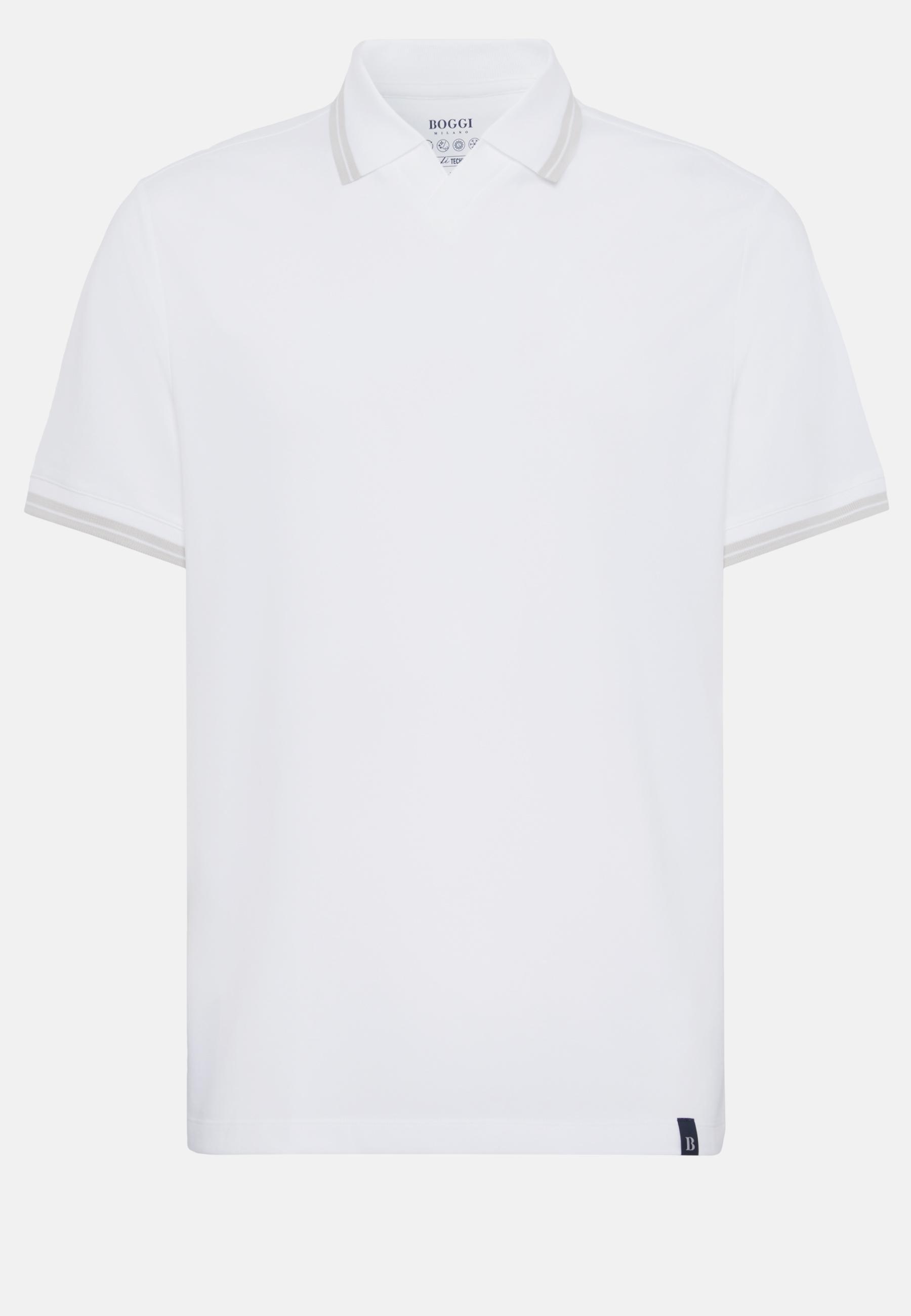 Boggi Milano - White High-Performance Pique Polo Shirt