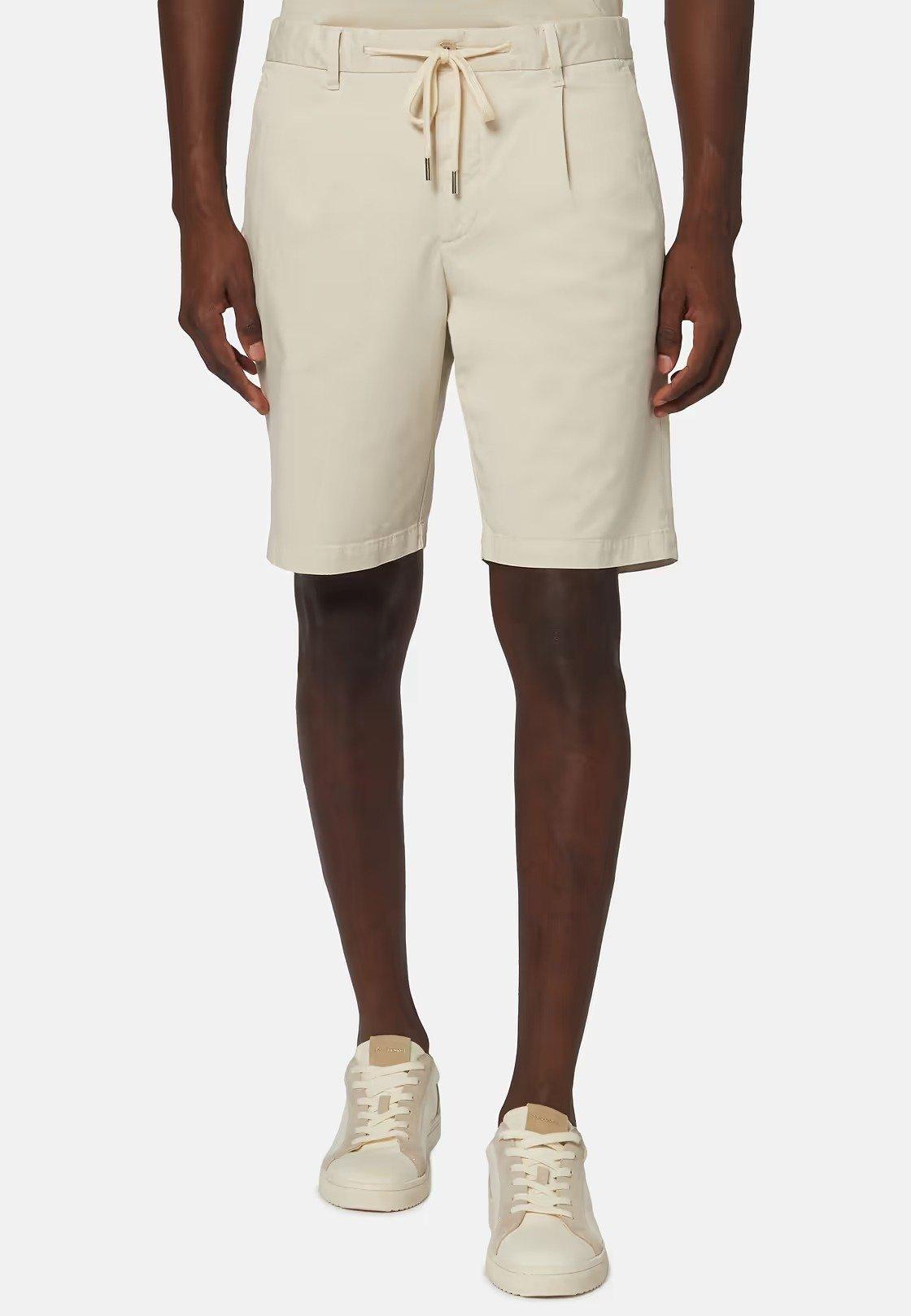 Stretch Cotton Summer Bermuda Shorts Beige, , large image number 0