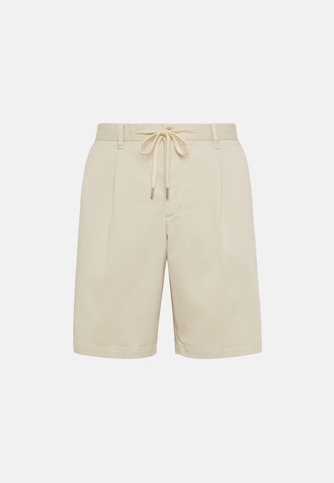Stretch Cotton Summer Bermuda Shorts Beige, , large image number 2