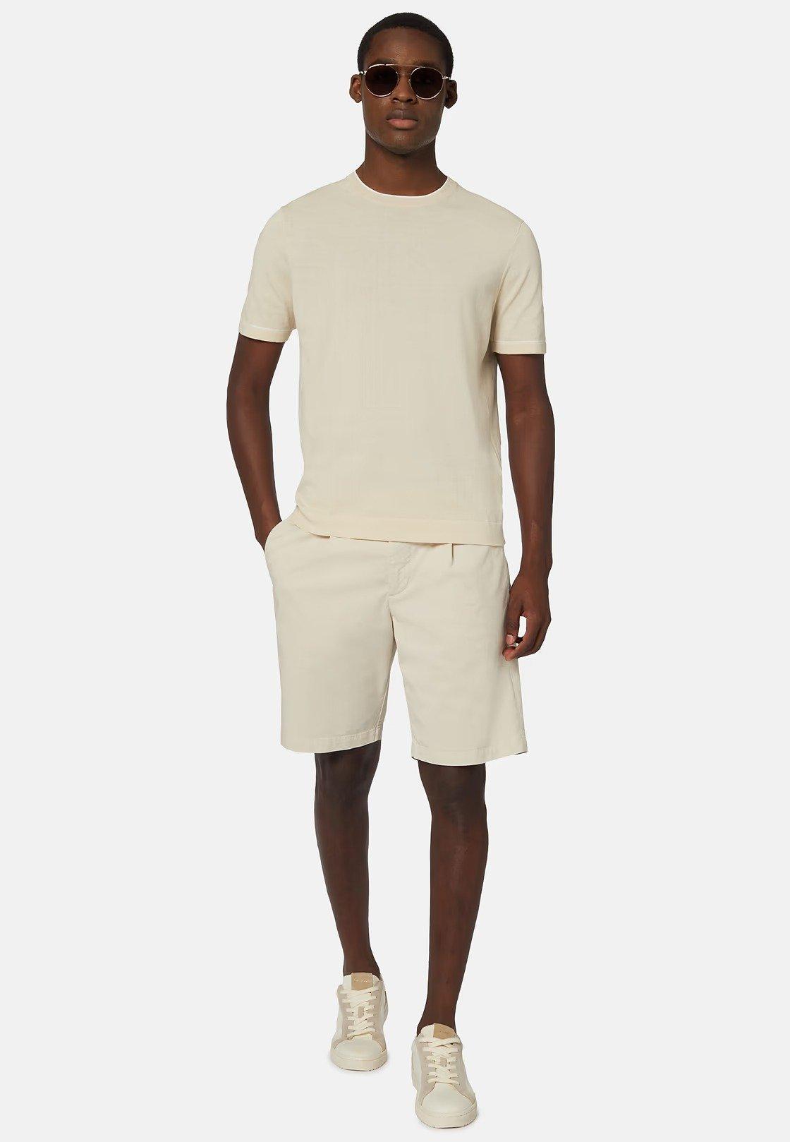 Stretch Cotton Summer Bermuda Shorts Beige, 3901_SAND, medium